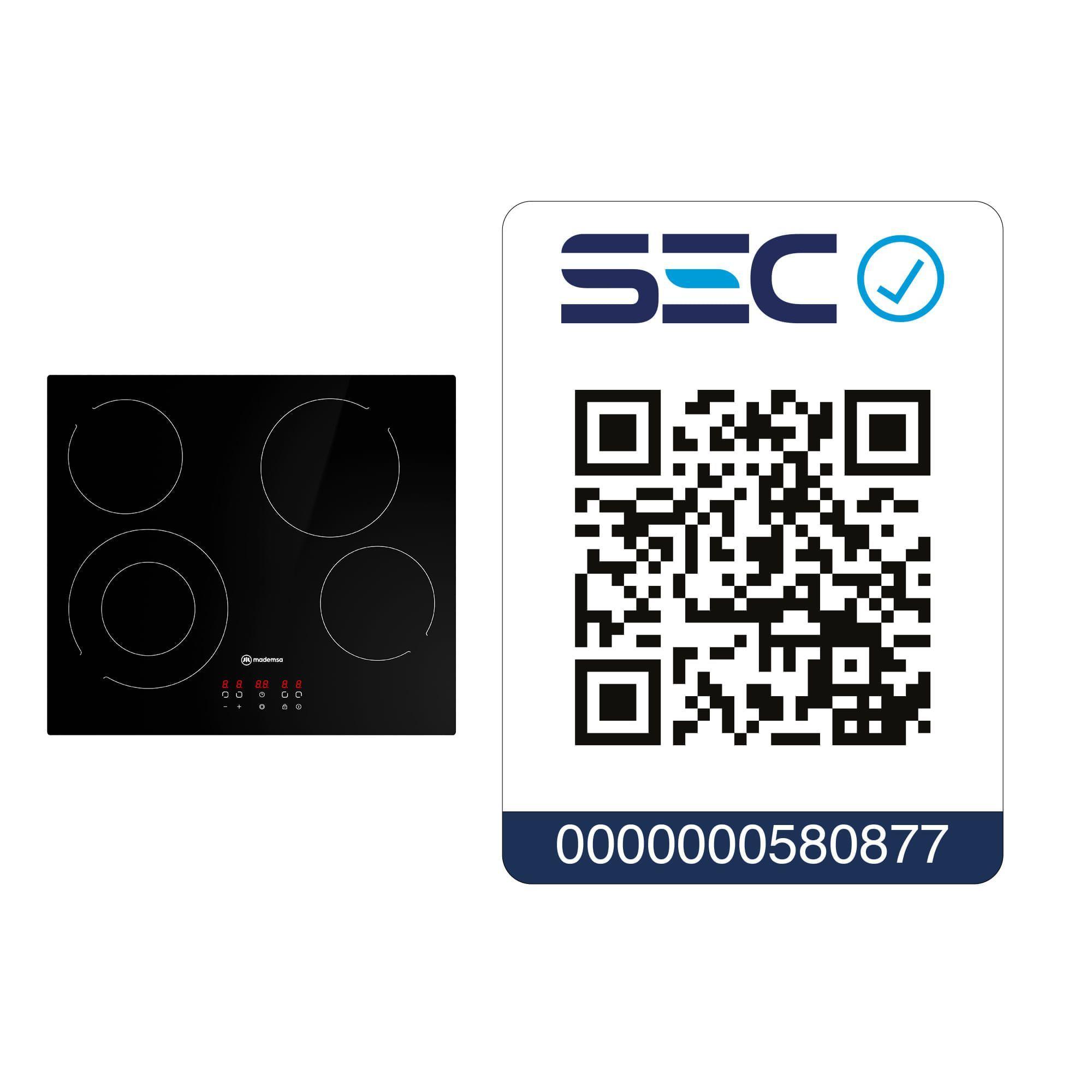 Encimera Eléctrica 4 Platos Mademsa Vitrocerámica VM4TR-9