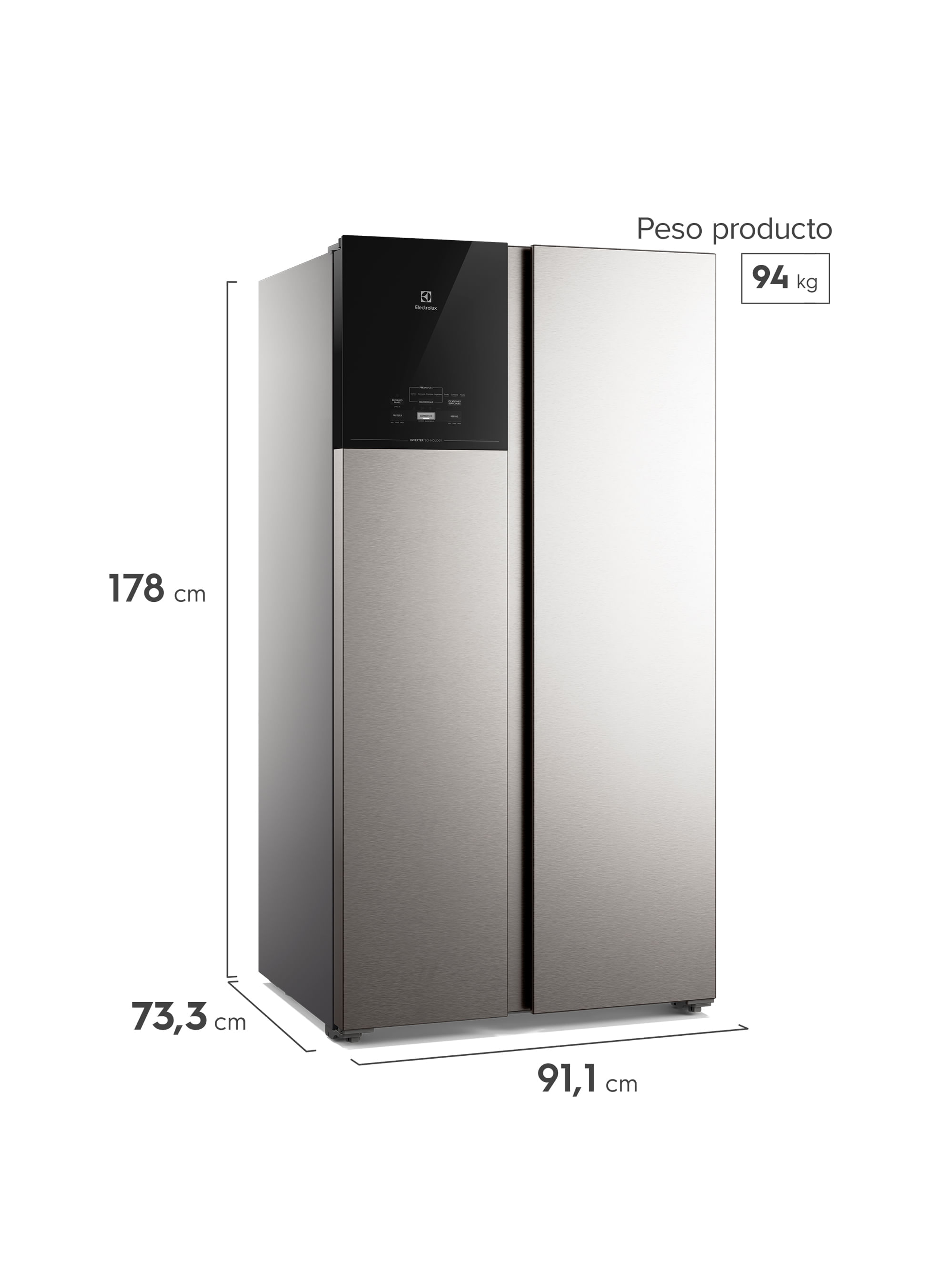 Refrigerador 624L No Frost Side by Side Inverter ES60S Inox-1