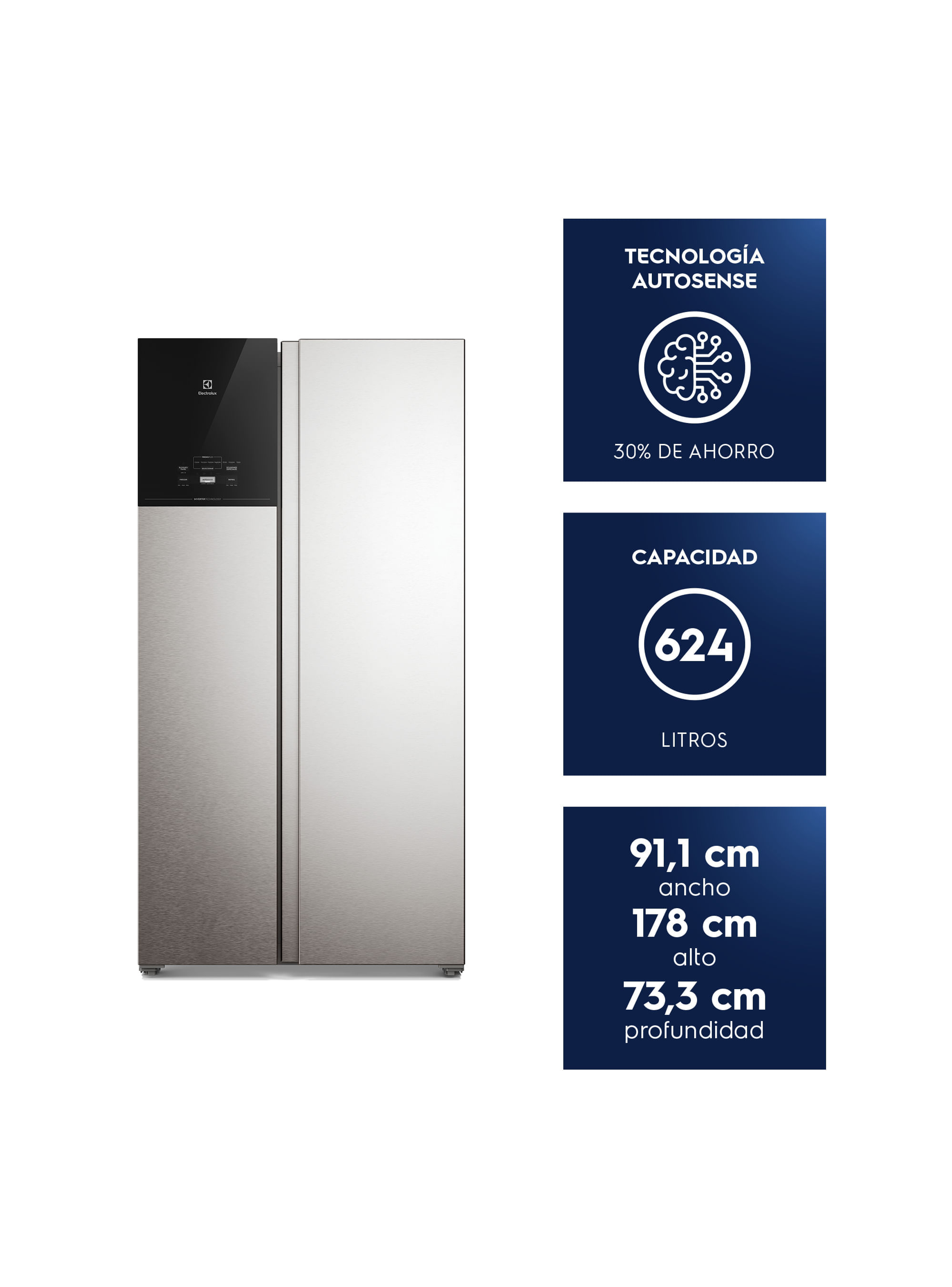 Refrigerador 624L No Frost Side by Side Inverter ES60S Inox-2