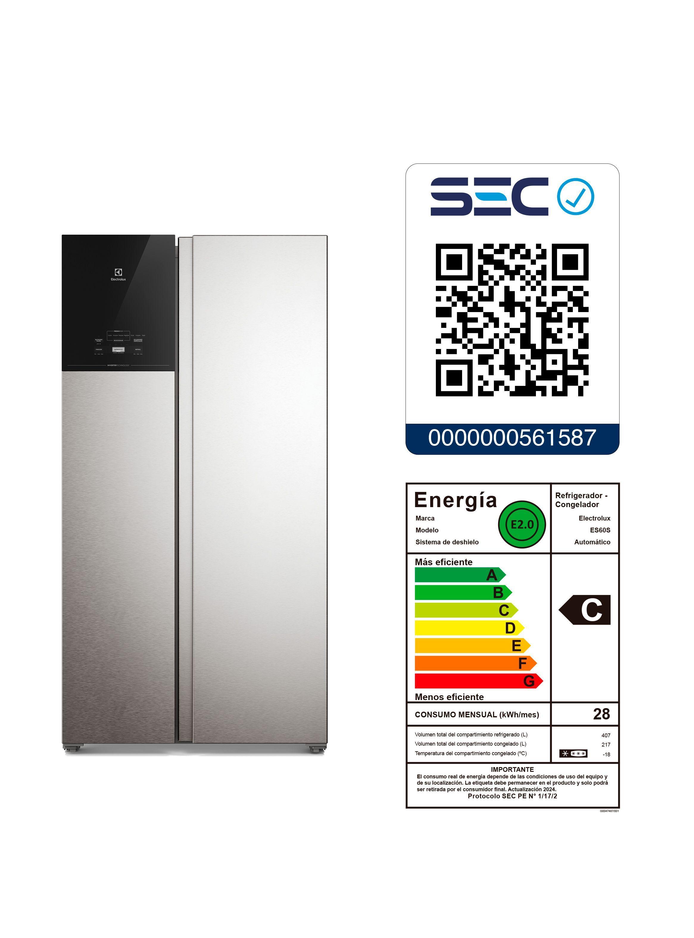 Refrigerador 624L No Frost Side by Side Inverter ES60S Inox-9