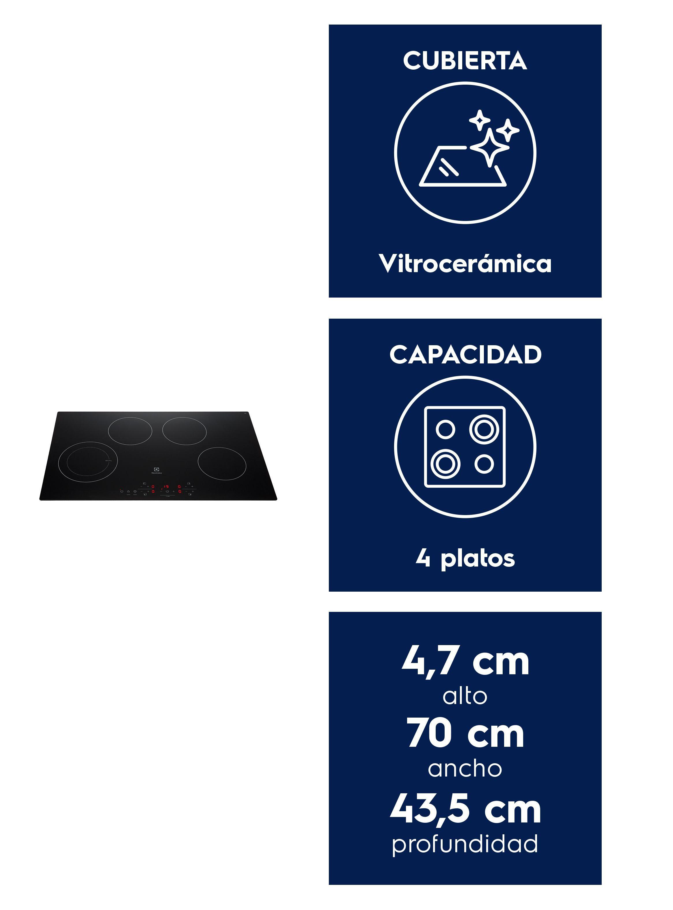 Encimera Eléctrica 4 Platos Vitrocerámica Panel Touch VE7DT-2