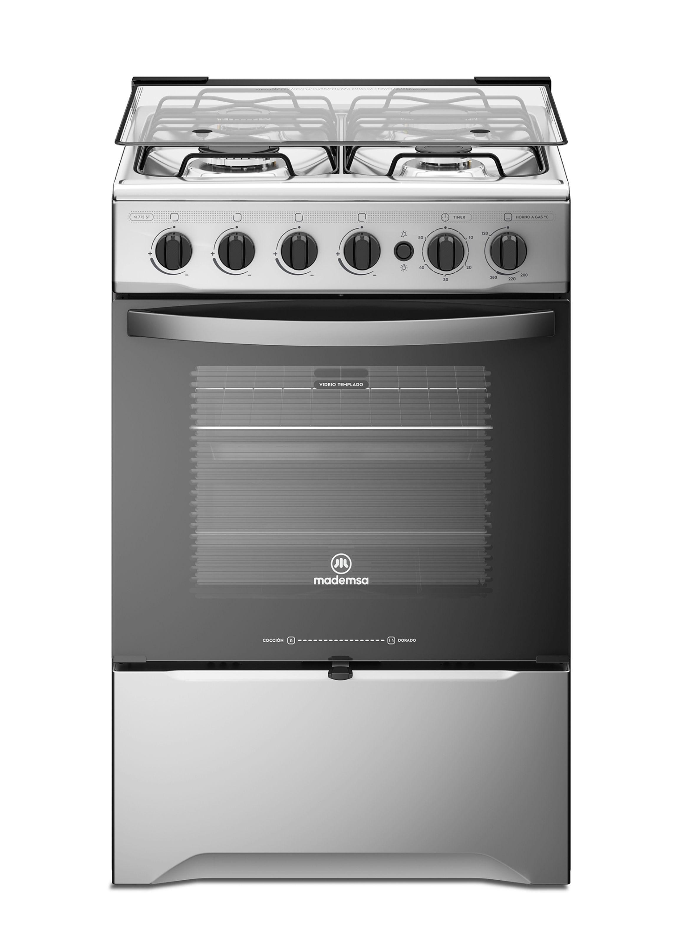 Cocina a Gas 4 Platos LimpiaFácil y Timer M 775 ST Inox-0