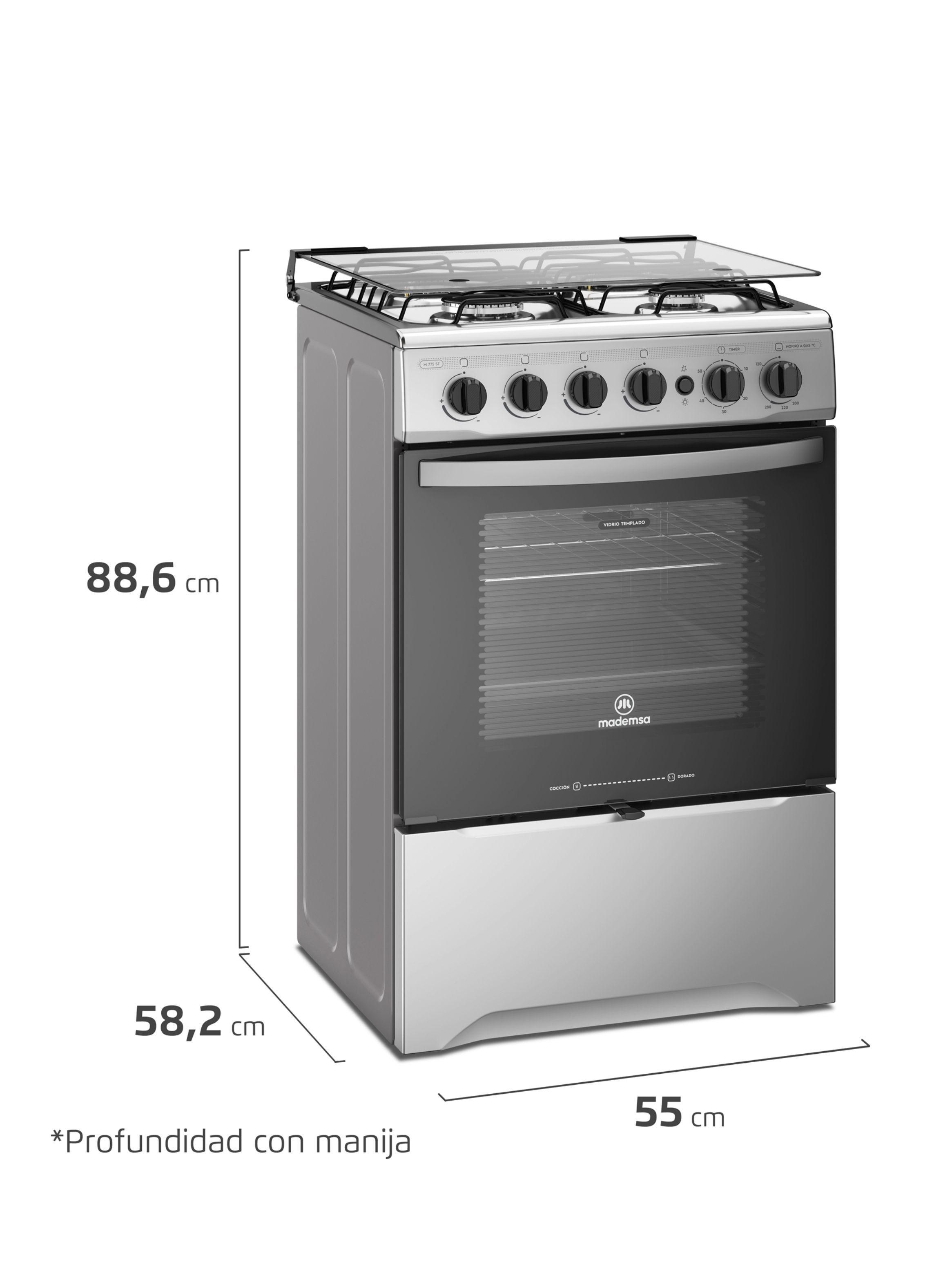 Cocina a Gas 4 Platos LimpiaFácil y Timer M 775 ST Inox-1