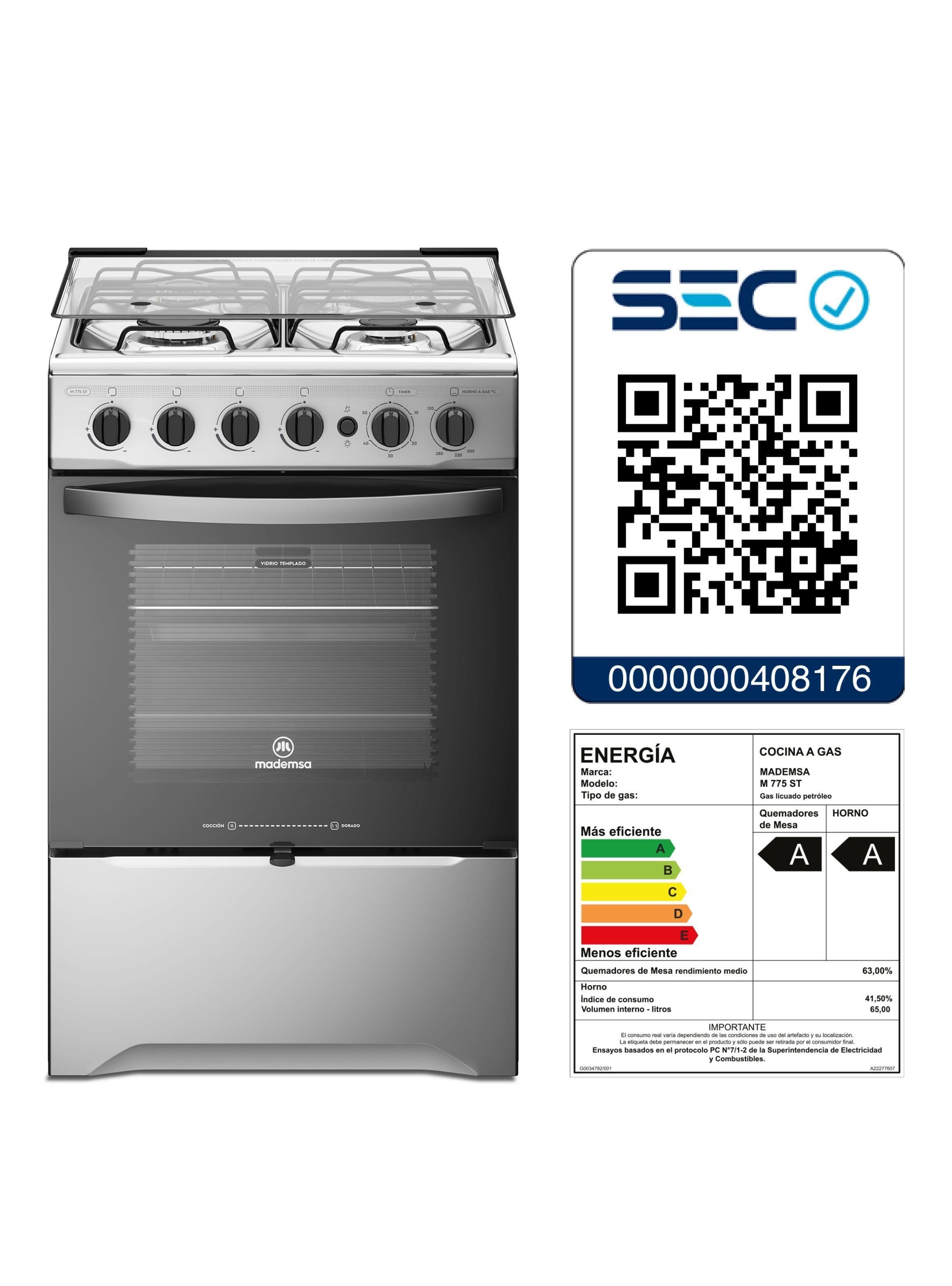 Cocina a Gas 4 Platos LimpiaFácil y Timer M 775 ST Inox-6
