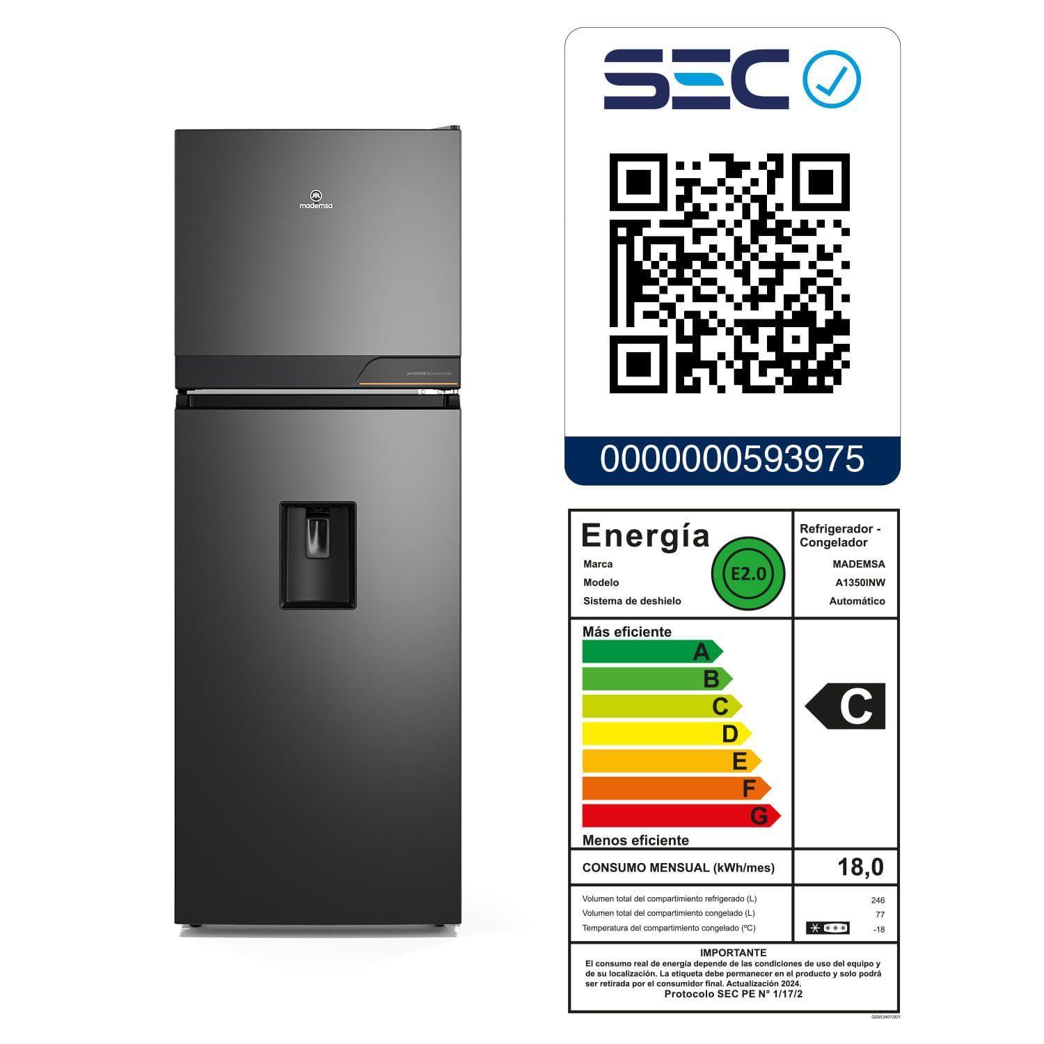 Refrigerador 323L No Frost Top Freezer Inverter Altus 1350INW -7