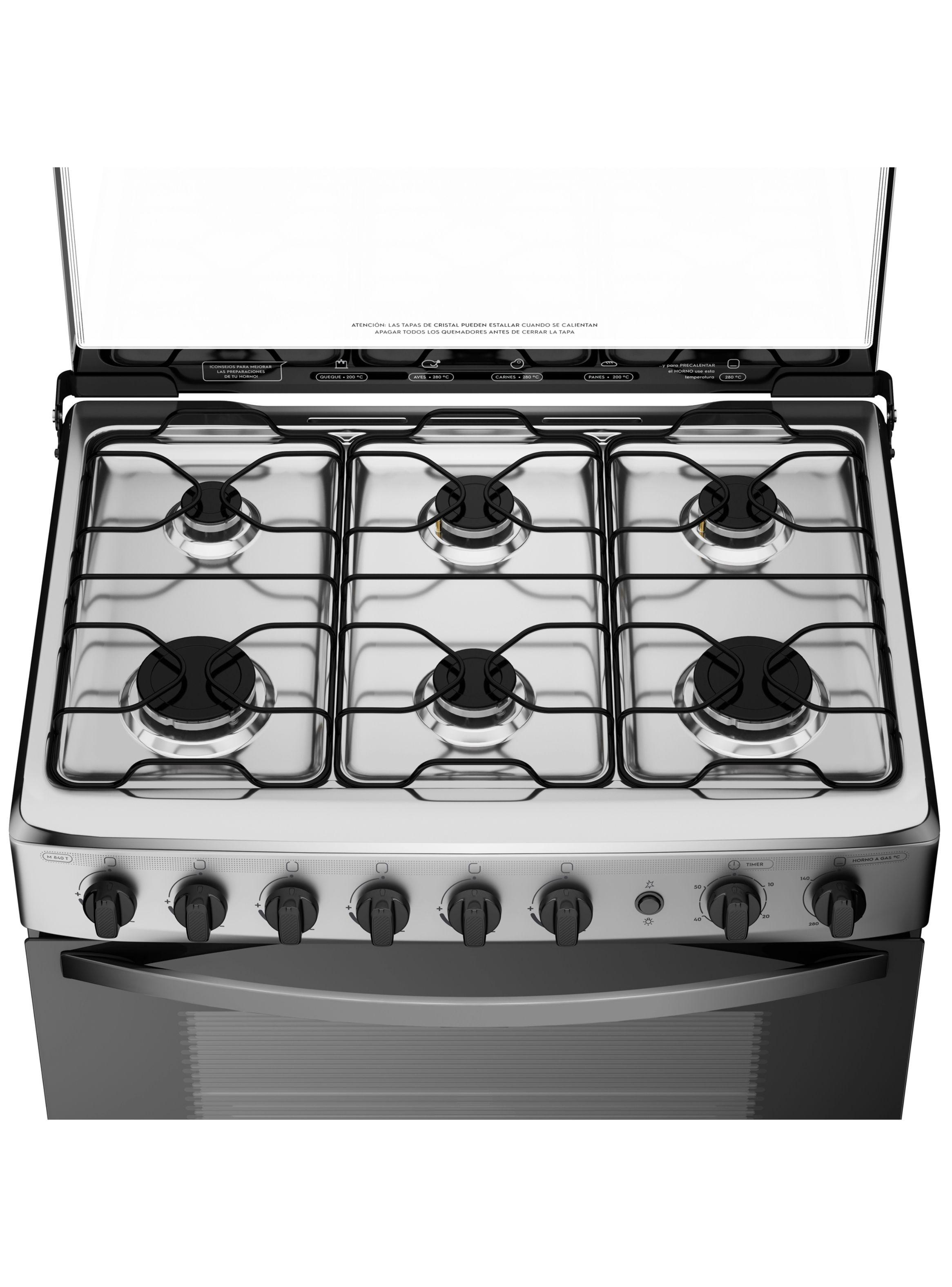 Cocina A Gas  6 Platos Inox M 840 T-5