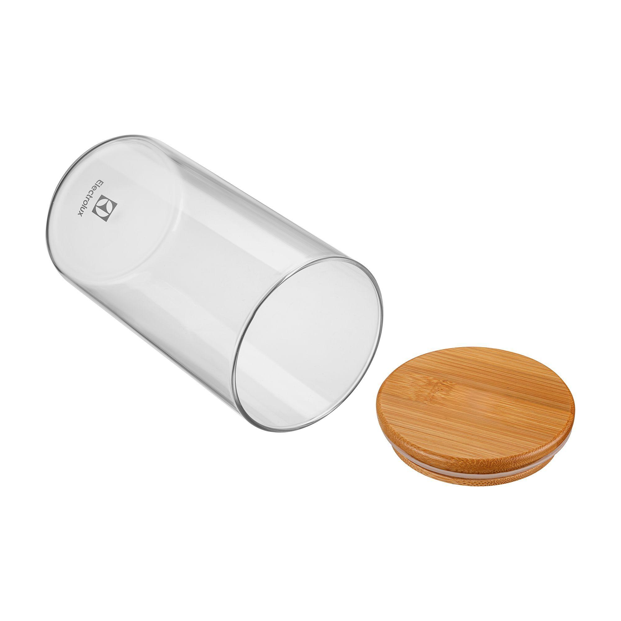 Set Contenedores Vidrio Herméticos Organizadores Tapa Bambú 4 Un-3