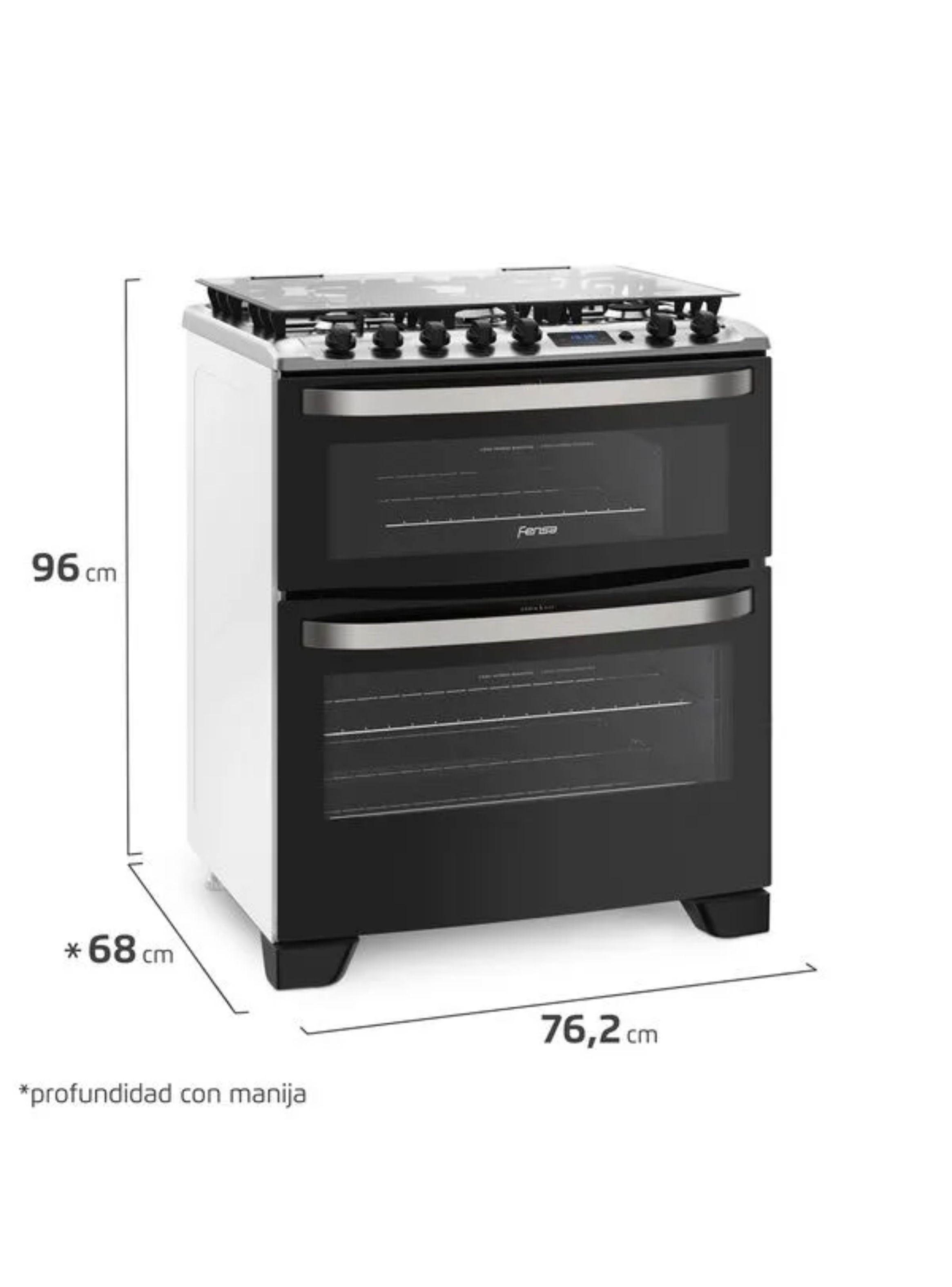 Cocina a Gas 5 Platos Fensa Doble Horno 76 DBT Negra-1