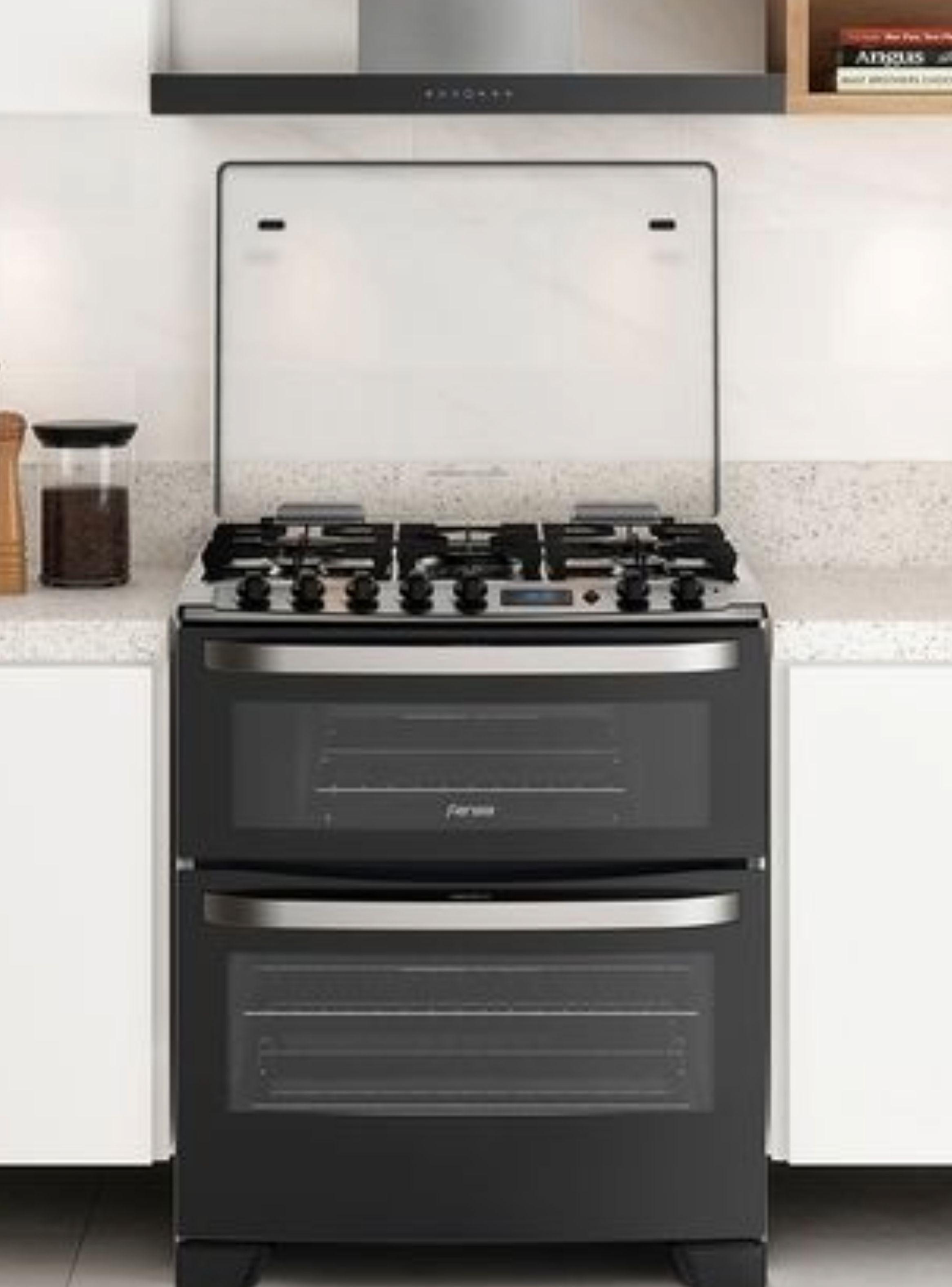 Cocina a Gas 5 Platos Fensa Doble Horno 76 DBT Negra-2