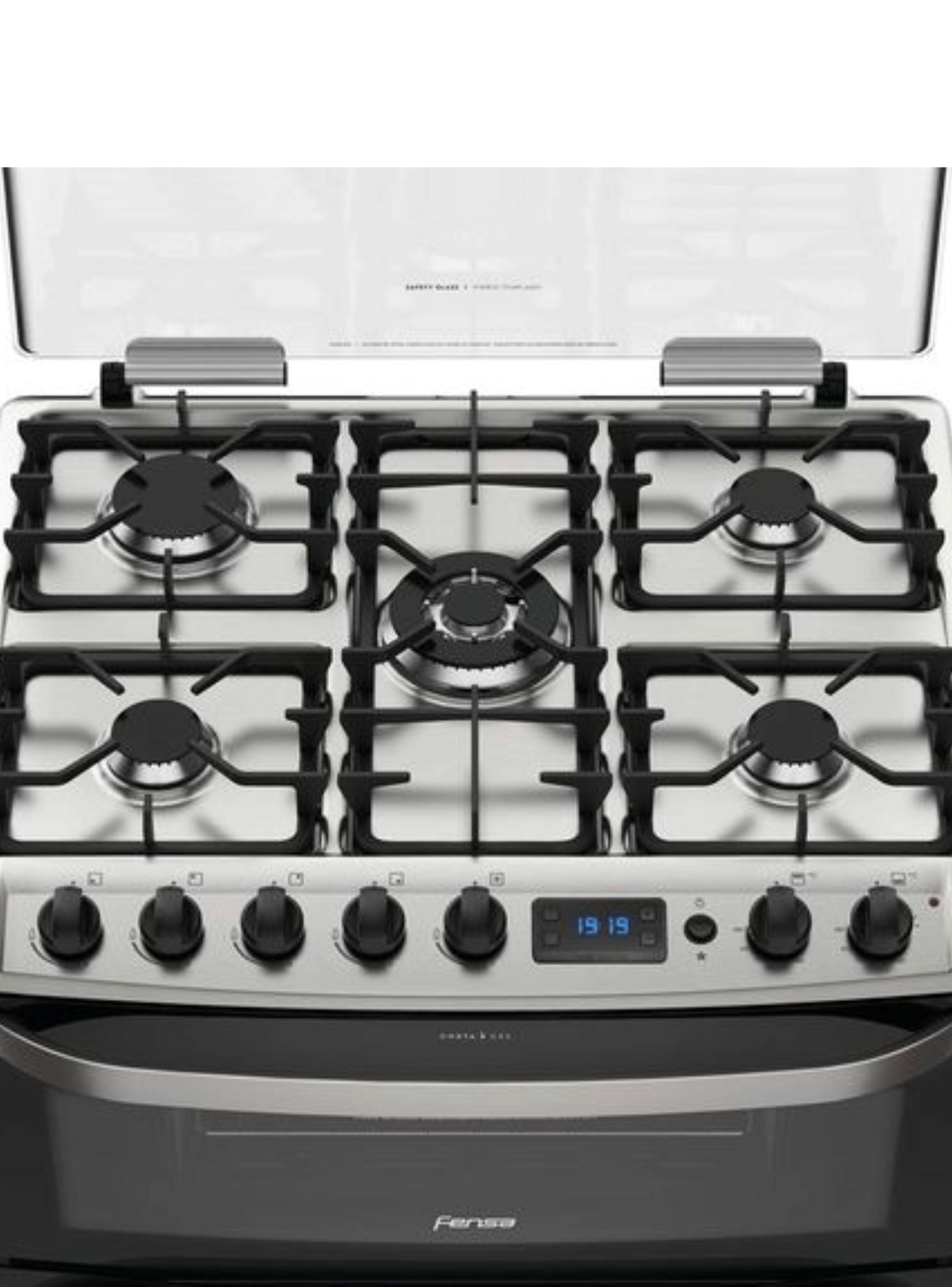 Cocina a Gas 5 Platos Fensa Doble Horno 76 DBT Negra-3