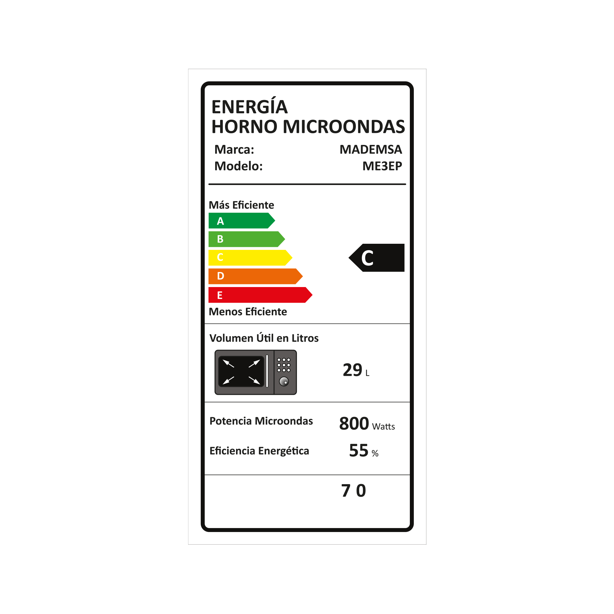 Microondas Empotrable 30 Litros Digital Elimina Olores ME3EP-6