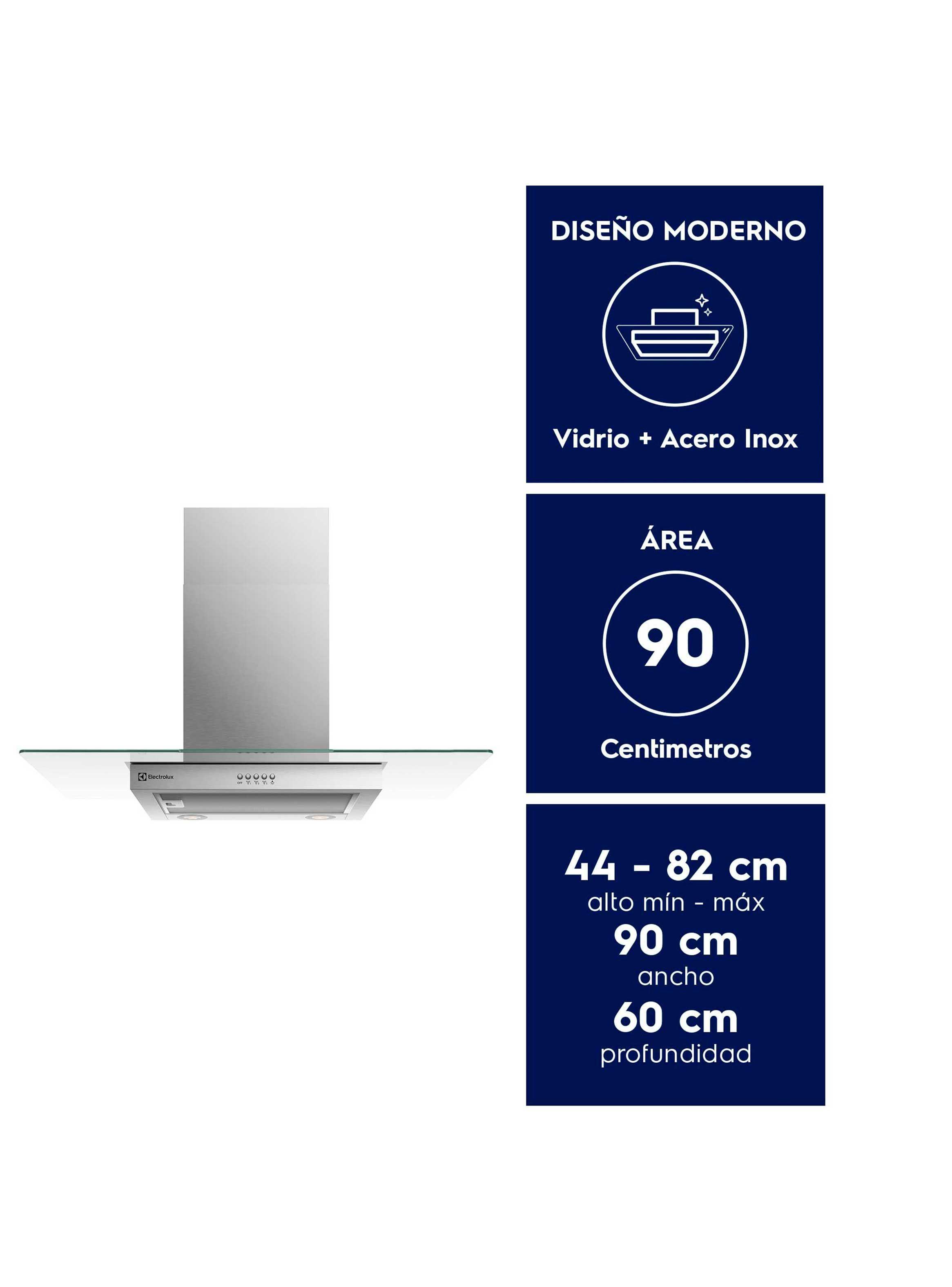 Campana Cocina Pared Decorativa 90cm Luz LED CE9VX Inox-2