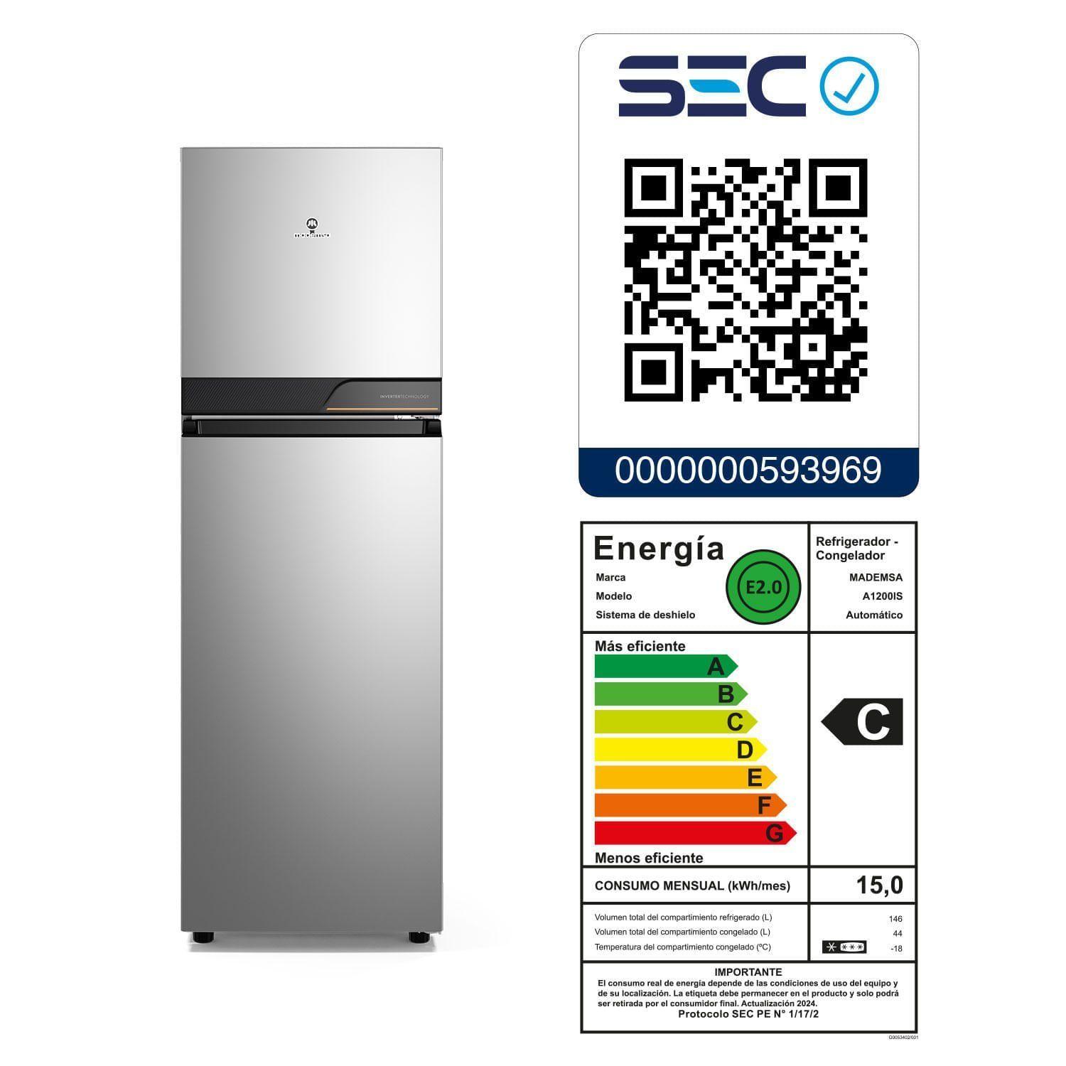 Refrigerador 190L No Frost Top Freezer Inverter Altus 1200IS-7