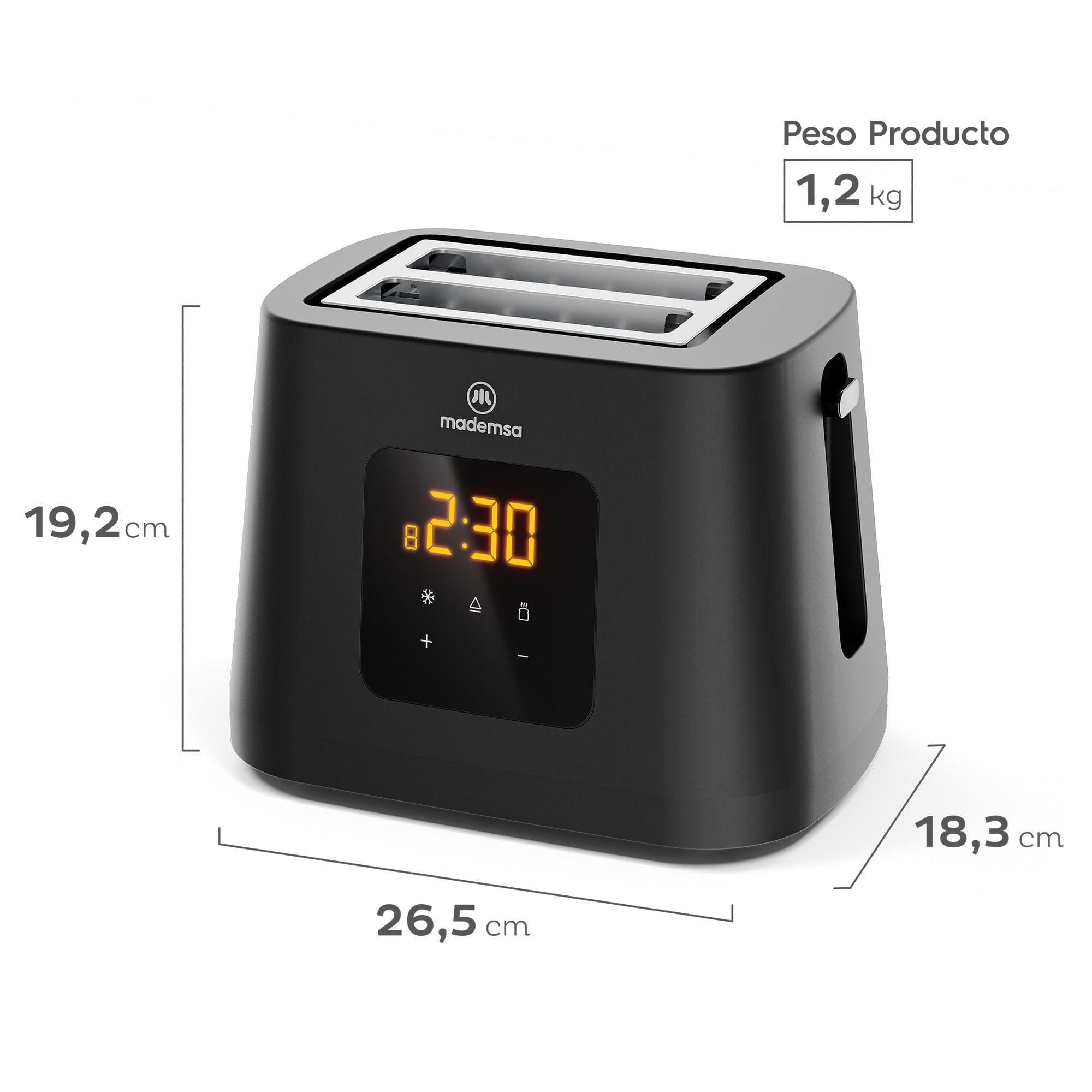 Tostador Eléctrico 2 Rebanadas 8 Niveles de Tostado 860W MTS60-1