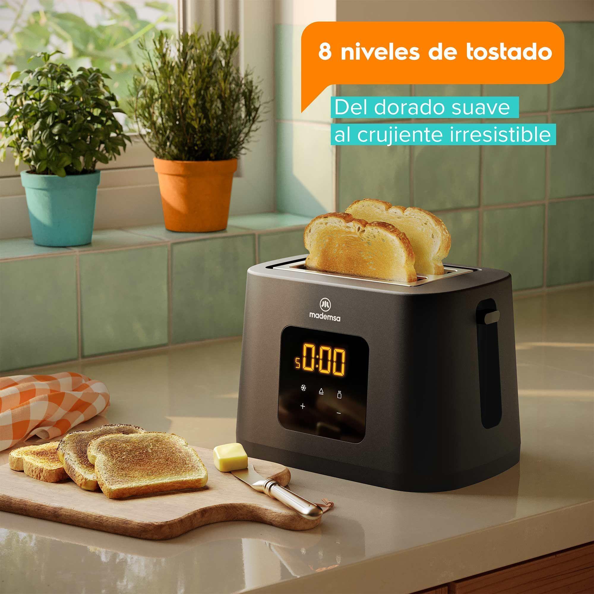 Tostador Eléctrico 2 Rebanadas 8 Niveles de Tostado 860W MTS60-5