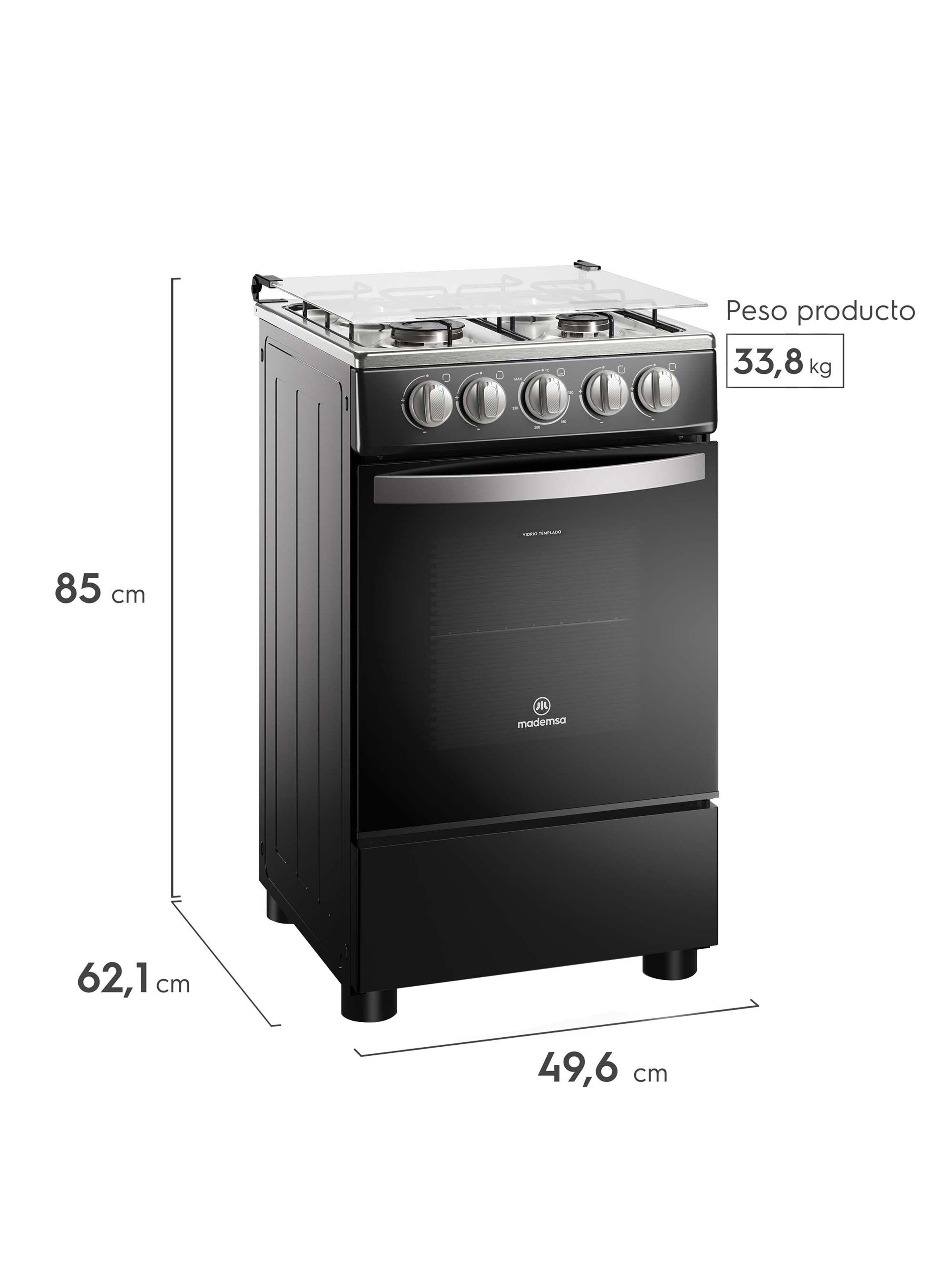 Cocina a Gas 4 Platos LimpiaFácil y Tapa Vidrio FM4LP Negra-1