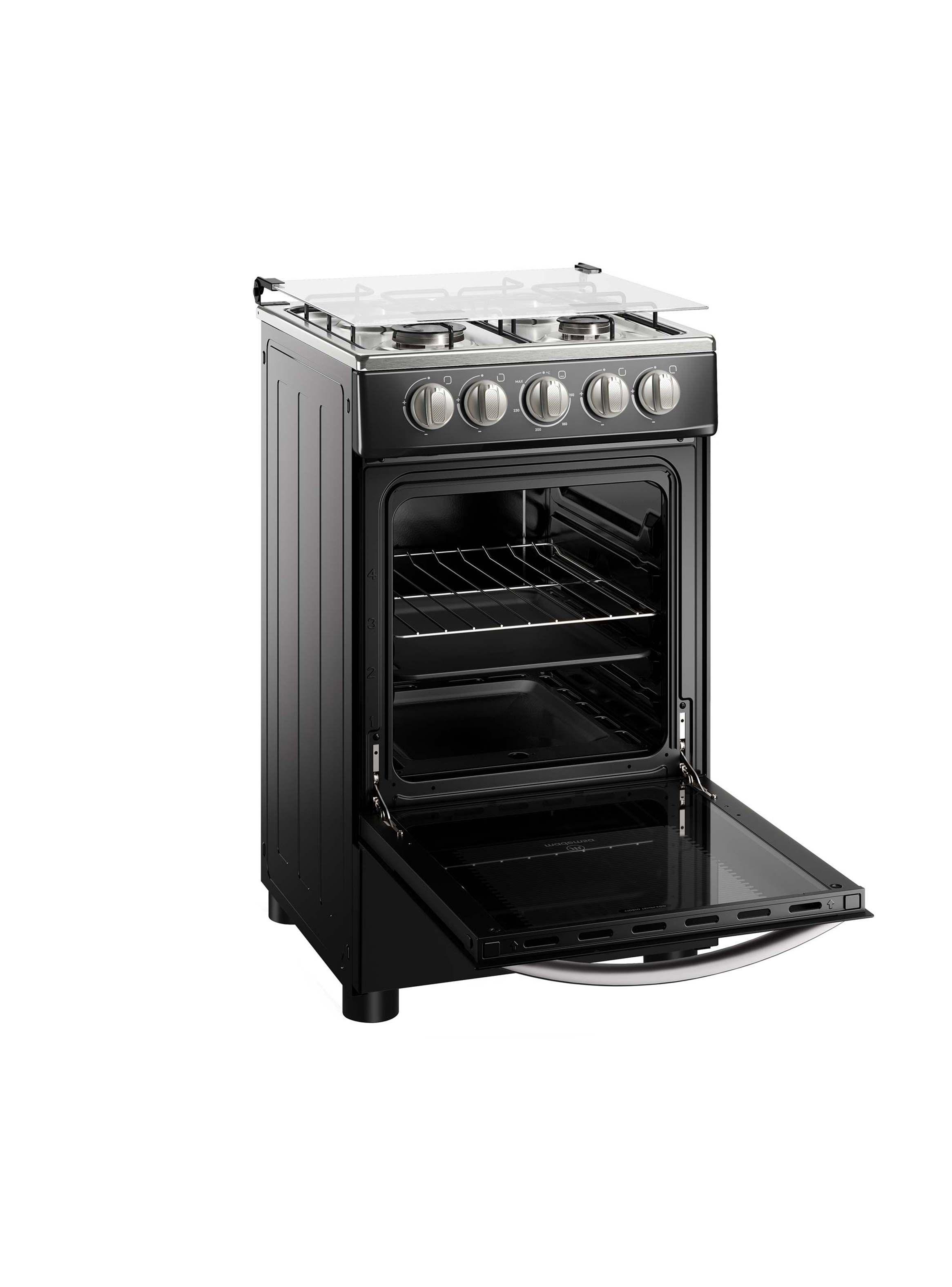 Cocina a Gas 4 Platos LimpiaFácil y Tapa Vidrio FM4LP Negra-4