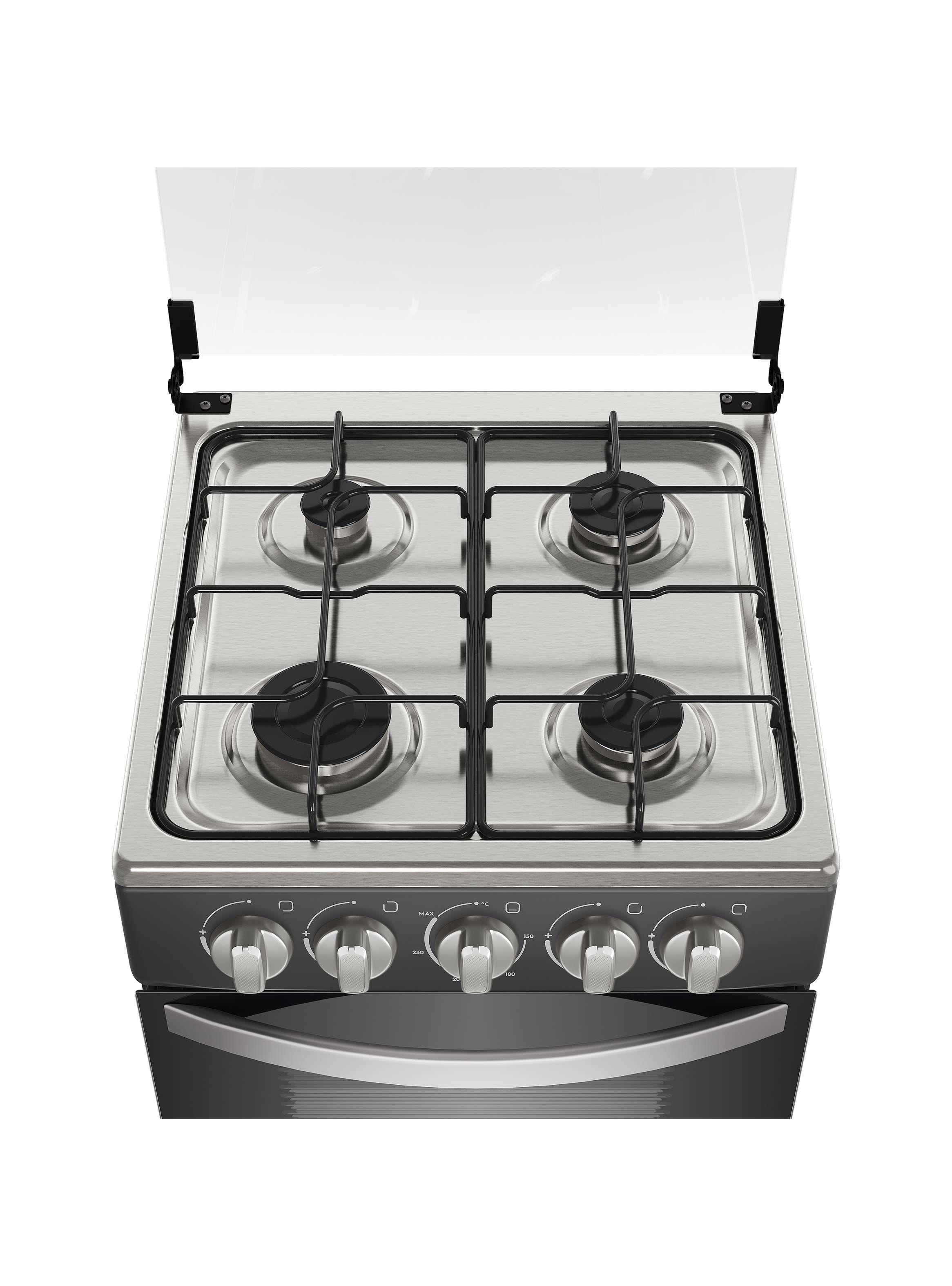 Cocina a Gas 4 Platos LimpiaFácil y Tapa Vidrio FM4LP Negra-5