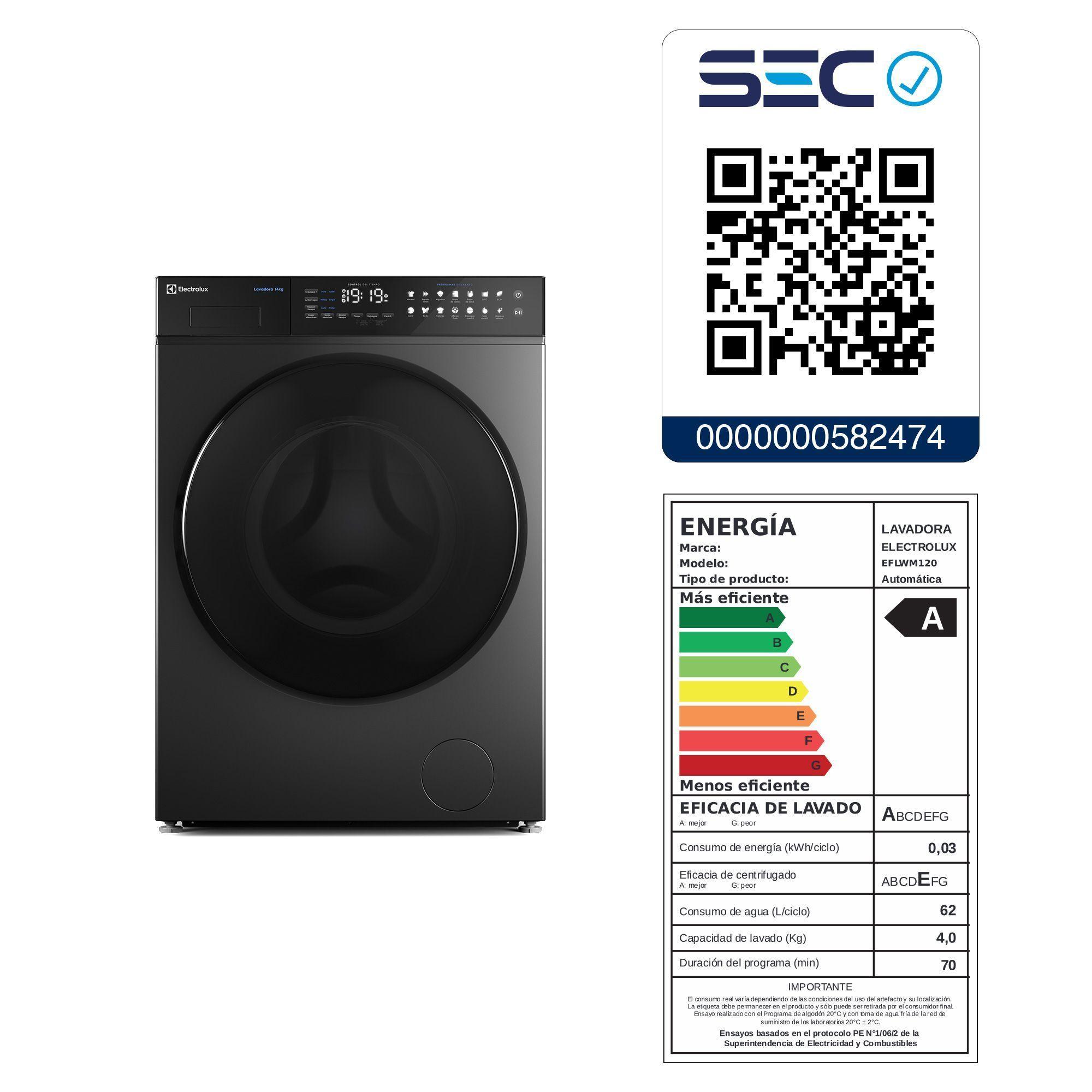 Lavadora Automática 14Kg Carga Frontal Inverter EFLWM12O Onix-9