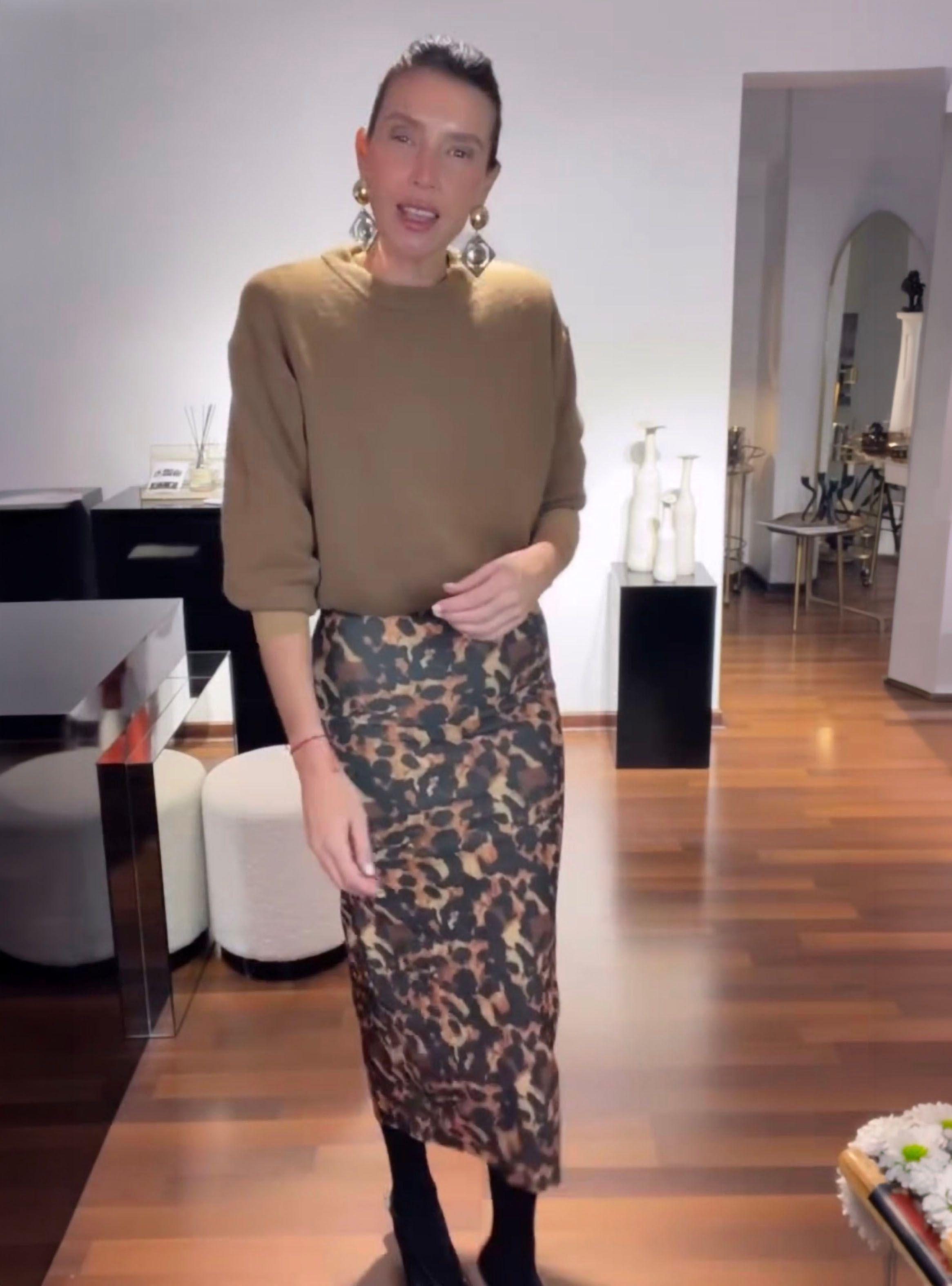Falda Recta Pinzas Abstract Contour Skirt-4