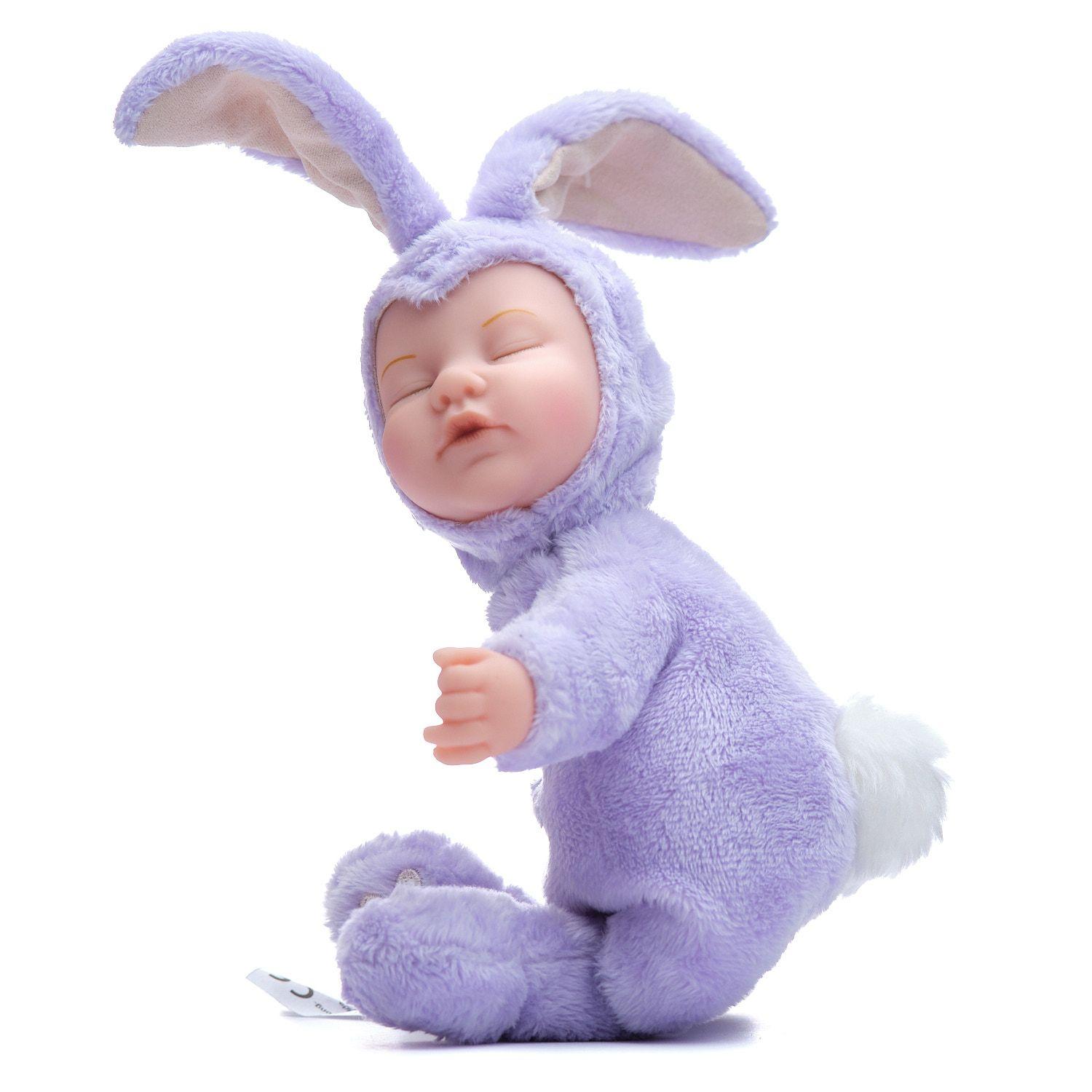 Muñeco Tierno Modelo Bebe Conejo Morado-0