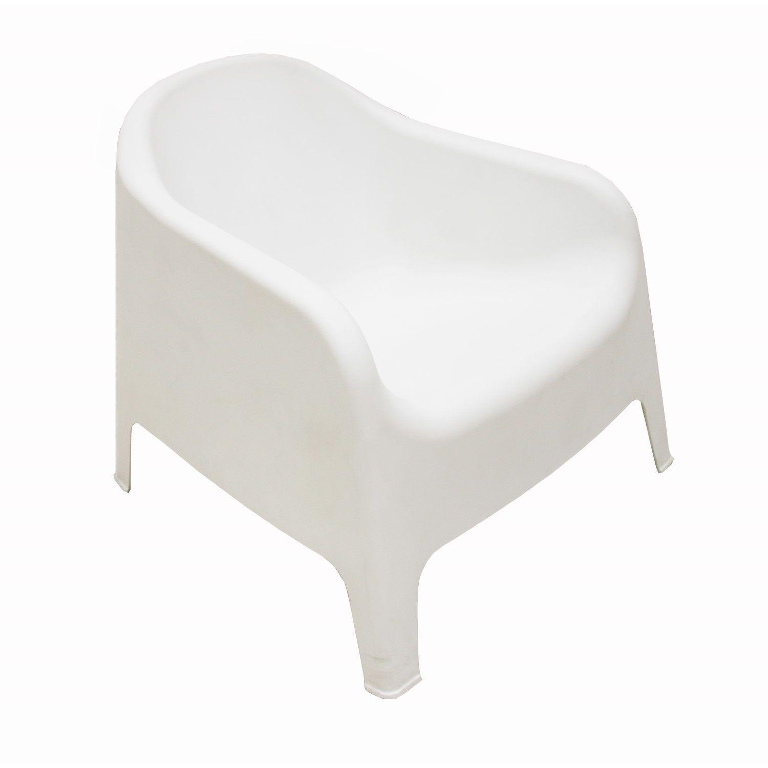 Sillon Individual Blanco Plastico x2 + Mesa Auxiliar-6
