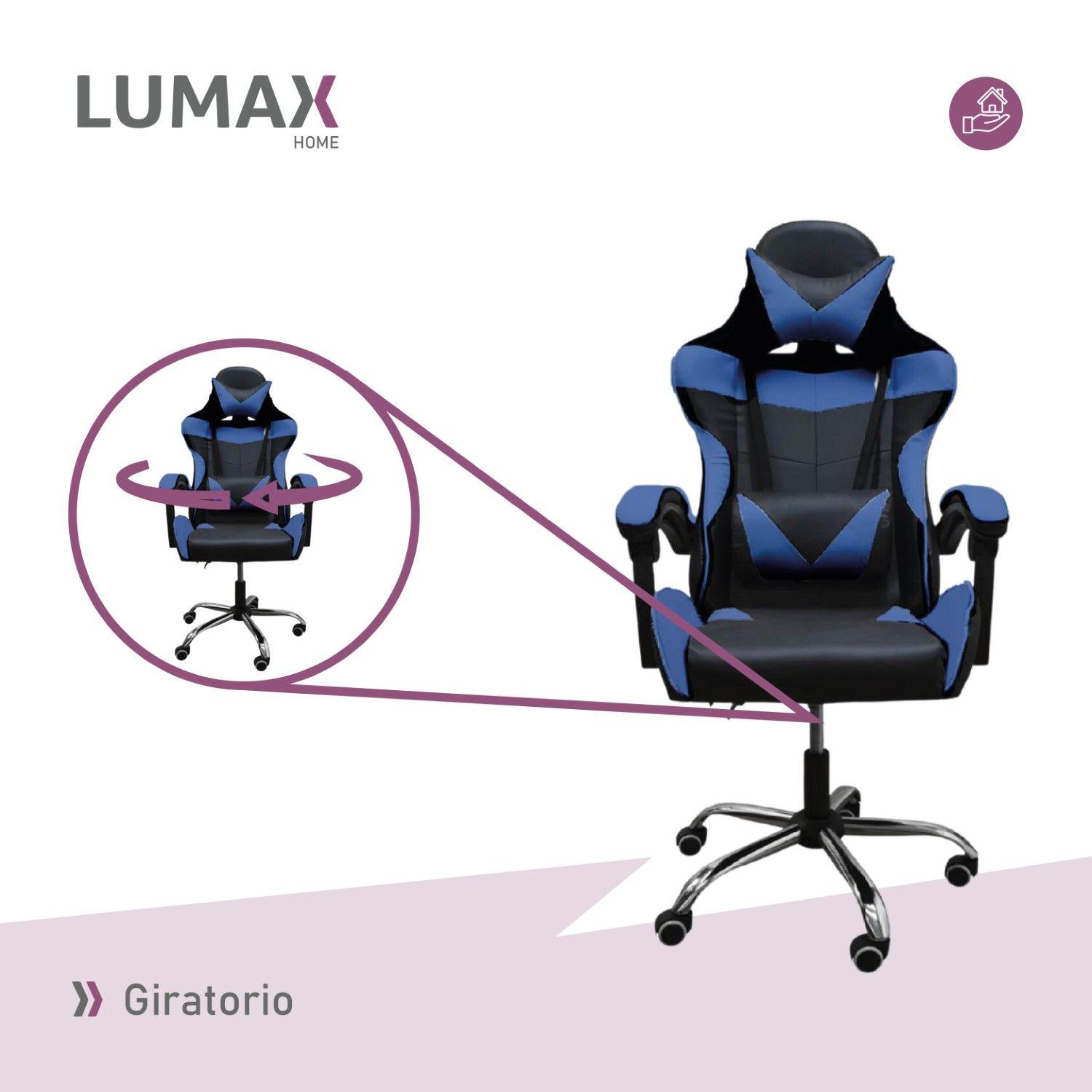 Silla Gamer Lumax Reclinable y Elevable Azul-4