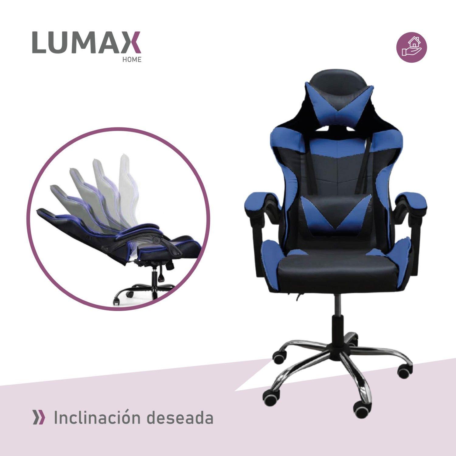 Silla Gamer Lumax Reclinable y Elevable Azul-5