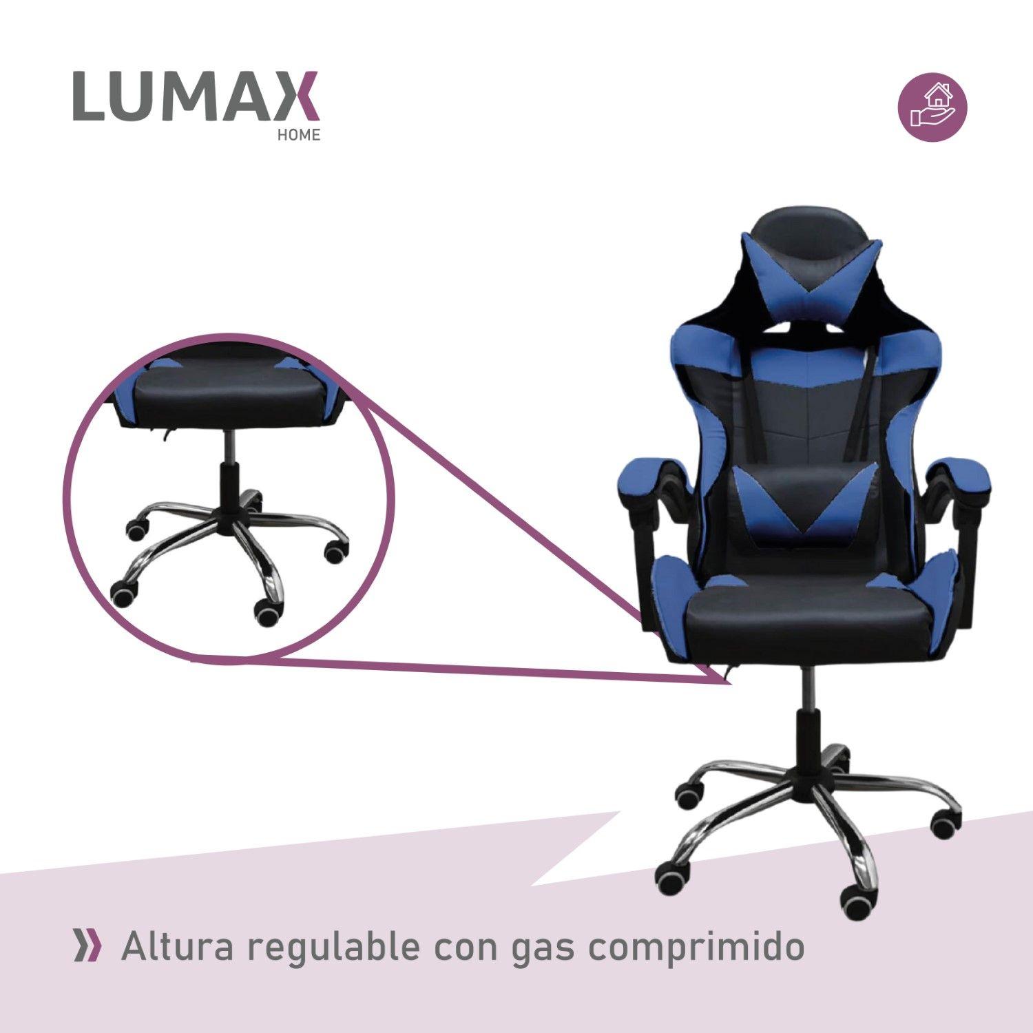 Silla Gamer Lumax Reclinable y Elevable Azul-6