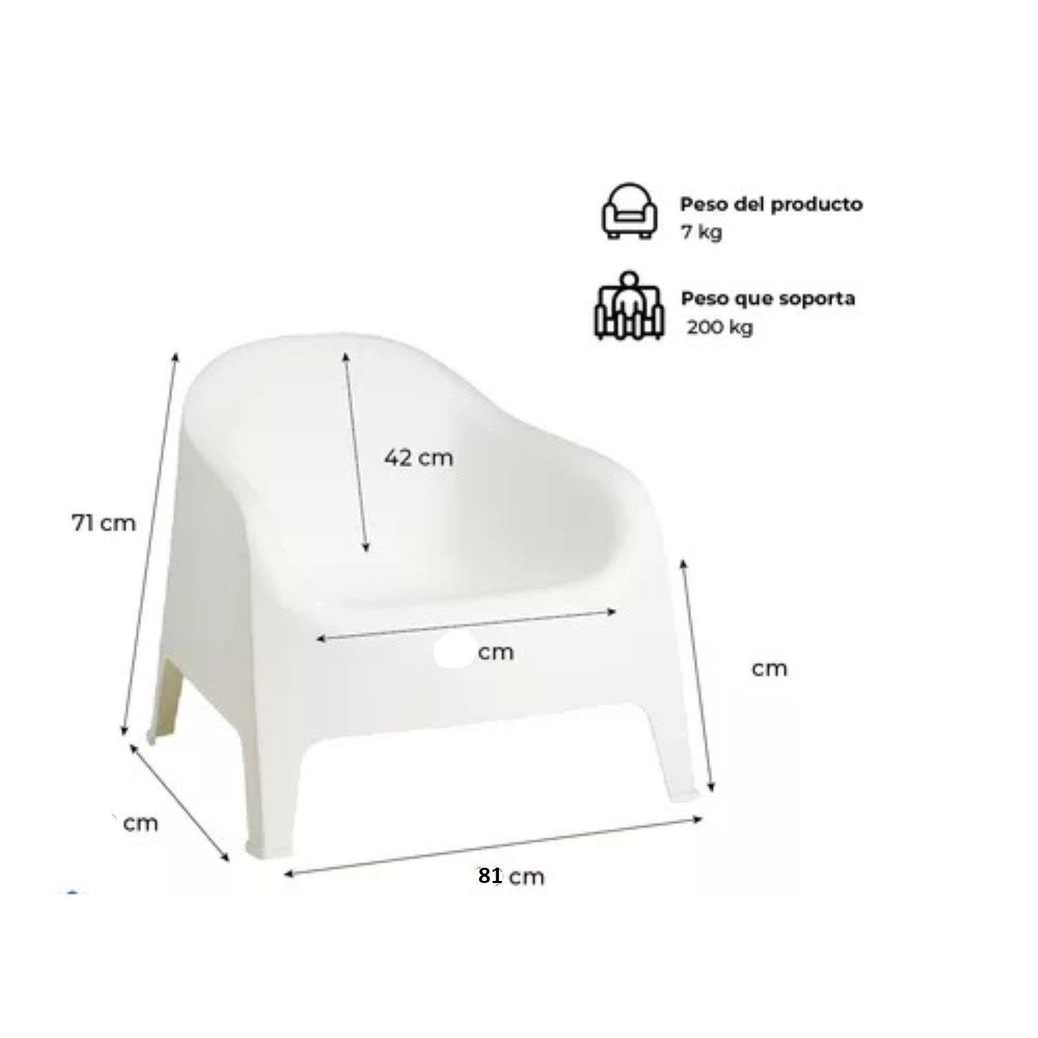 Sillon Individual Blanco Plastico Exterior Jardin-2