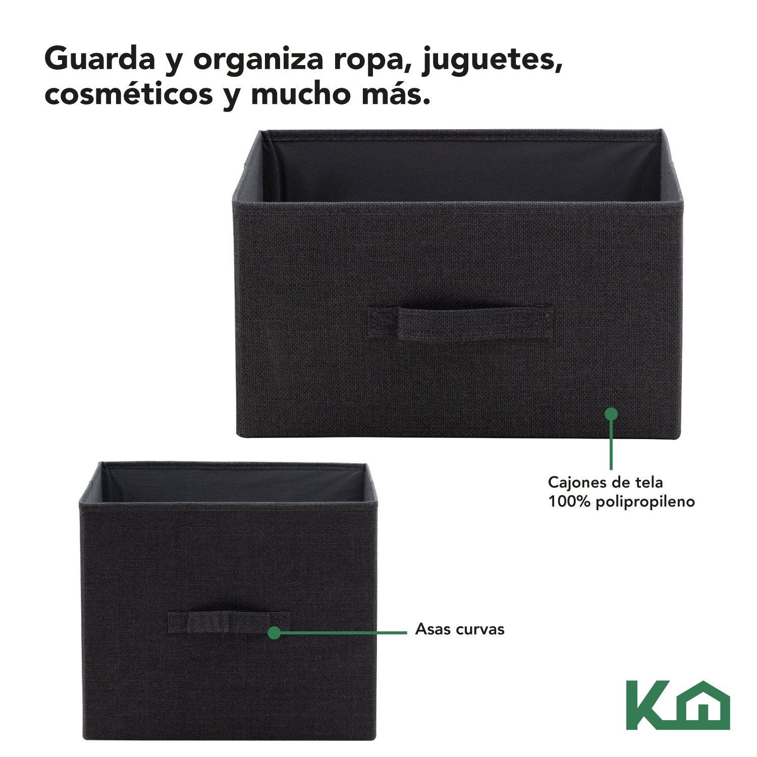 Cajonera Comoda 5 Cajones Organizador de Tela Negro-2