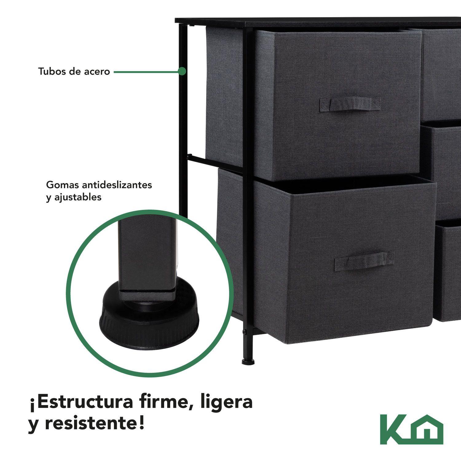 Cajonera Comoda 5 Cajones Organizador de Tela Negro-3