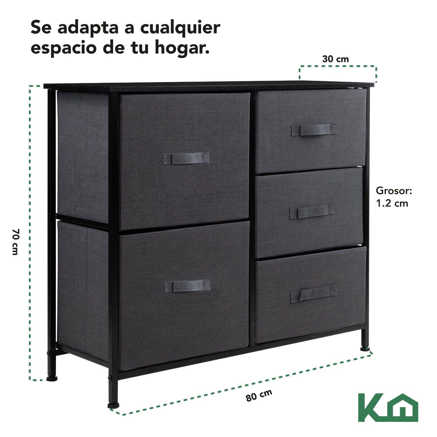 Cajonera Comoda 5 Cajones Organizador de Tela Negro-4