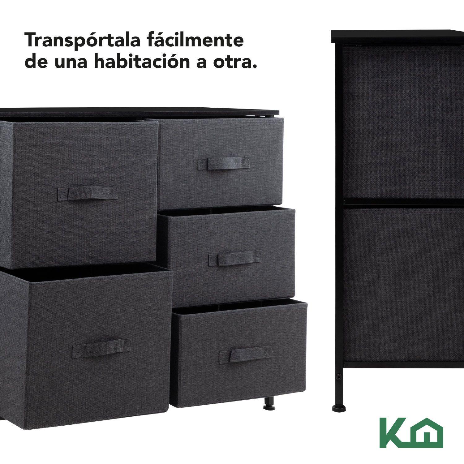 Cajonera Comoda 5 Cajones Organizador de Tela Negro-5