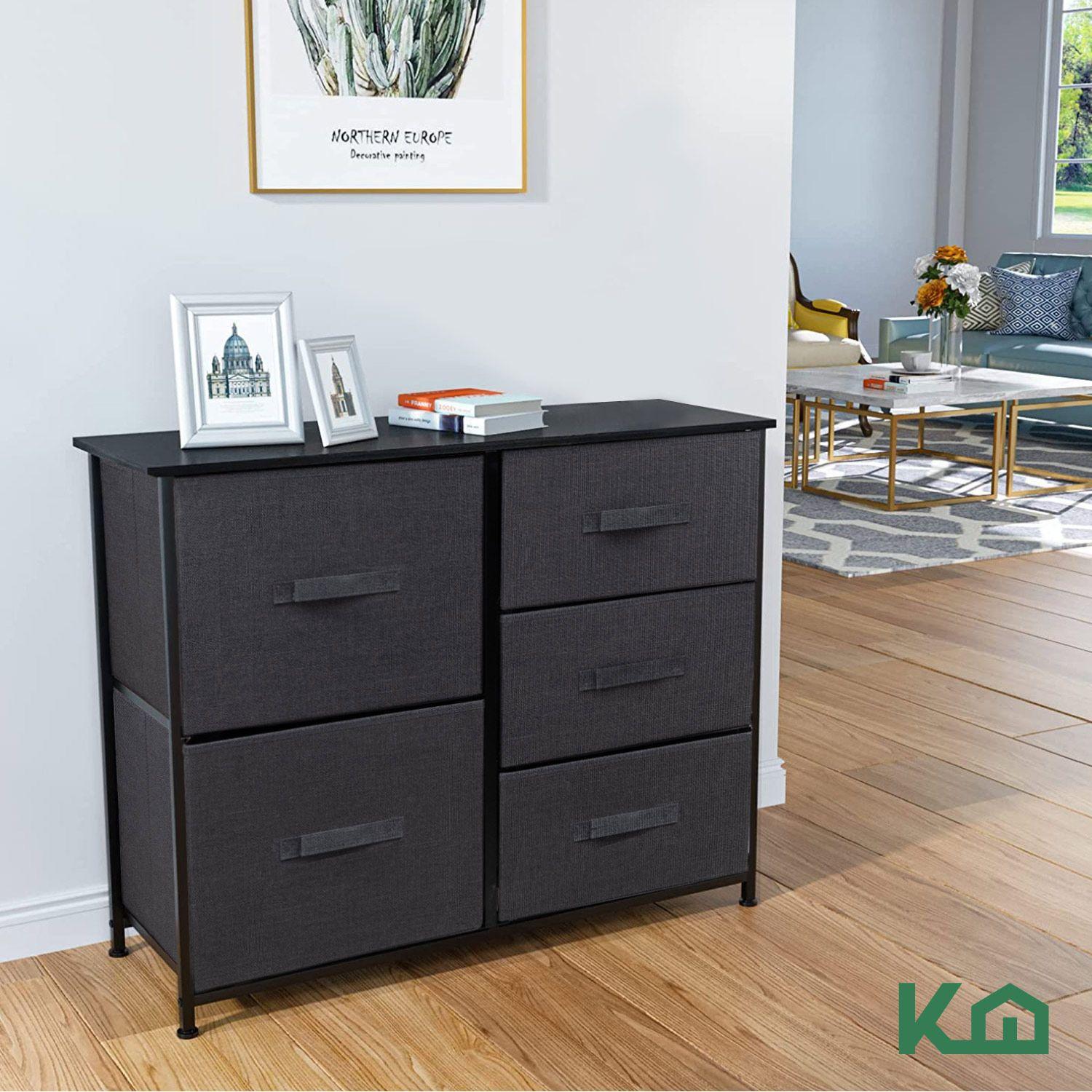 Cajonera Comoda 5 Cajones Organizador de Tela Negro-7