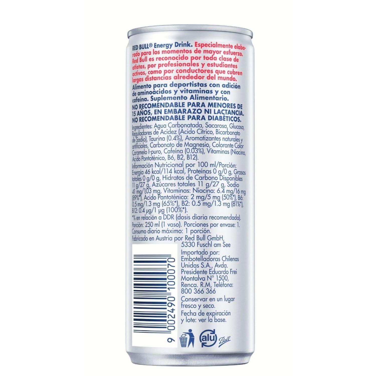 Bebida Energetica Red Bull Regular Edition 24 Latas de 250ml-2