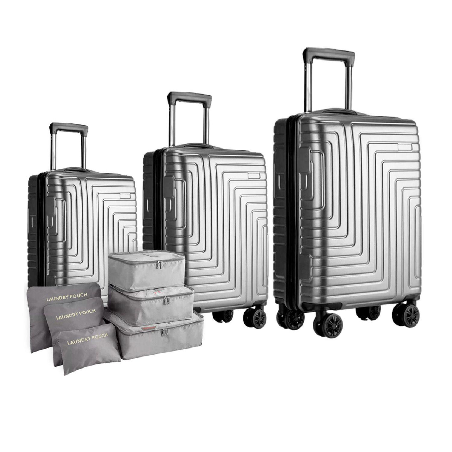 Maletas De Viaje Set De 3 Color Gris Con Organizadores-0
