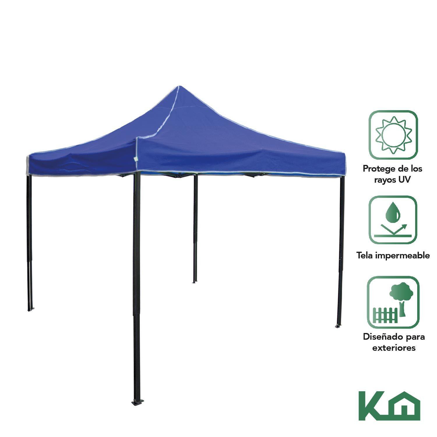 Gazebo Plegable Acero Pared Impermeable 3X3 Azul-7