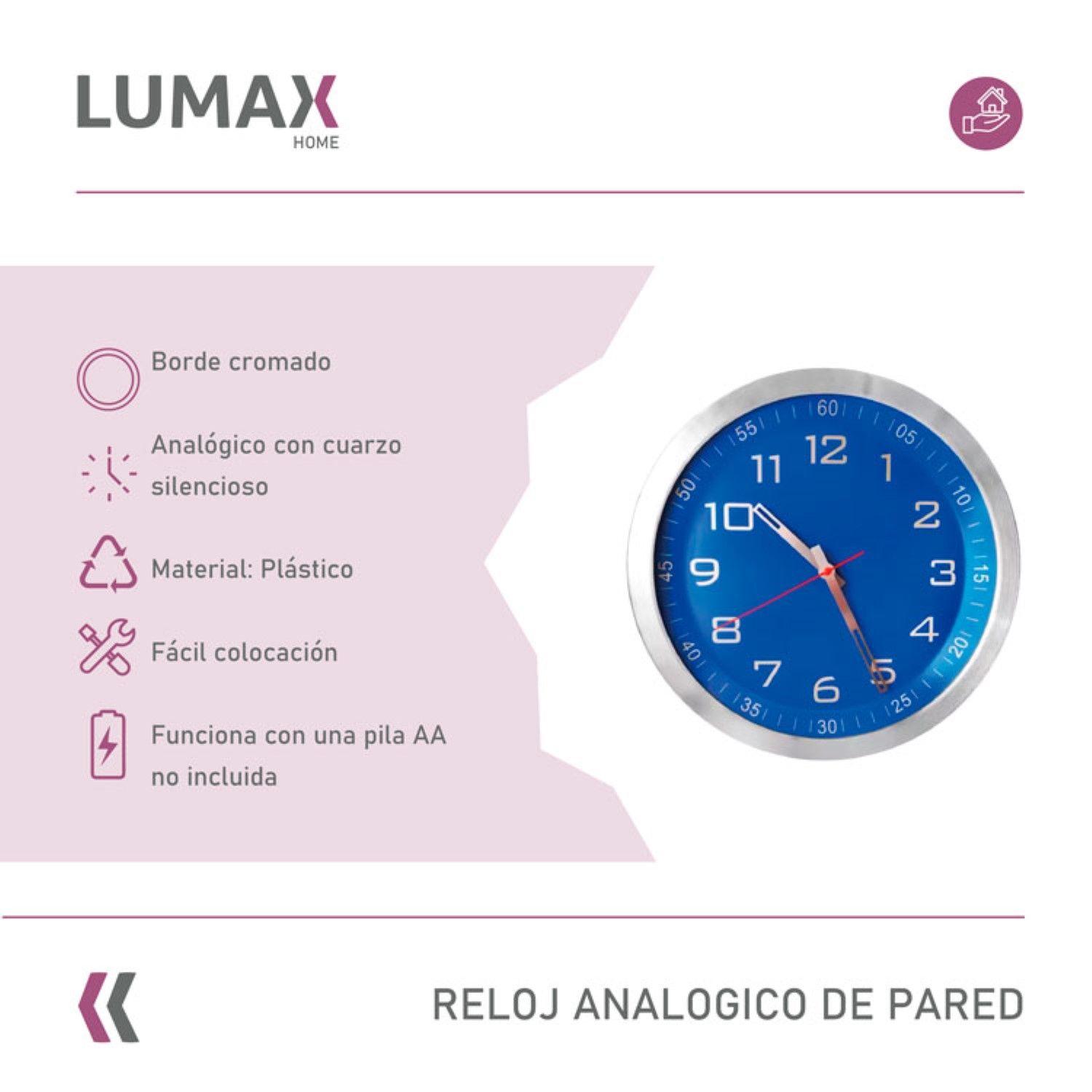 Reloj Analogico de Pared con Borde Cromado 30 cm-6