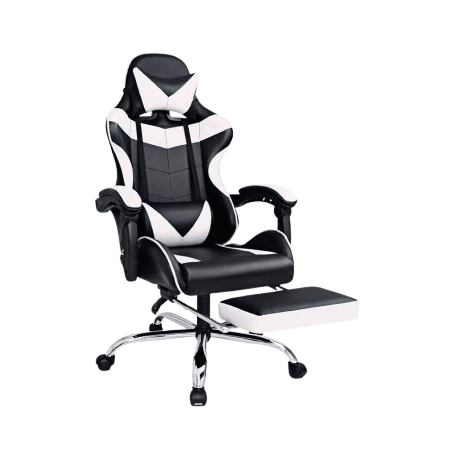 Silla Gamer Lumax Rom Con Apoyapies Blanca-0