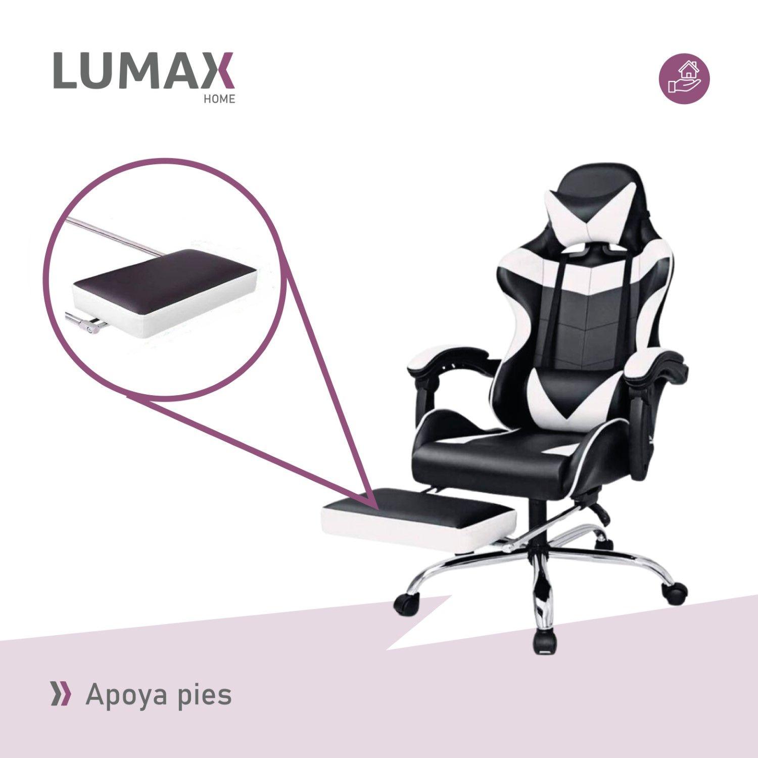 Silla Gamer Lumax Rom Con Apoyapies Blanca-5