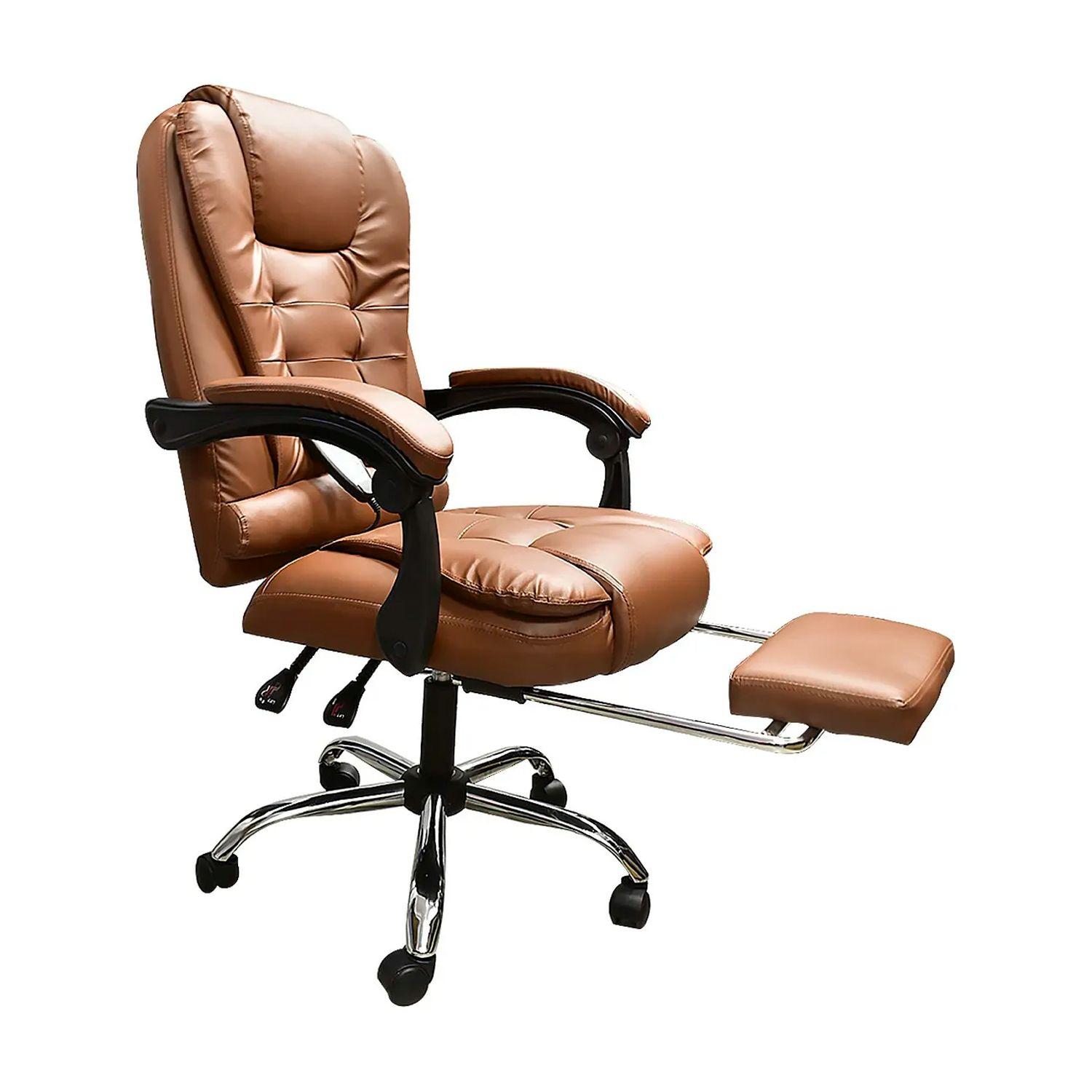 Silla de Escritorio Miles | Apoya Pies Ecocuero 7 Masajes cafe-1