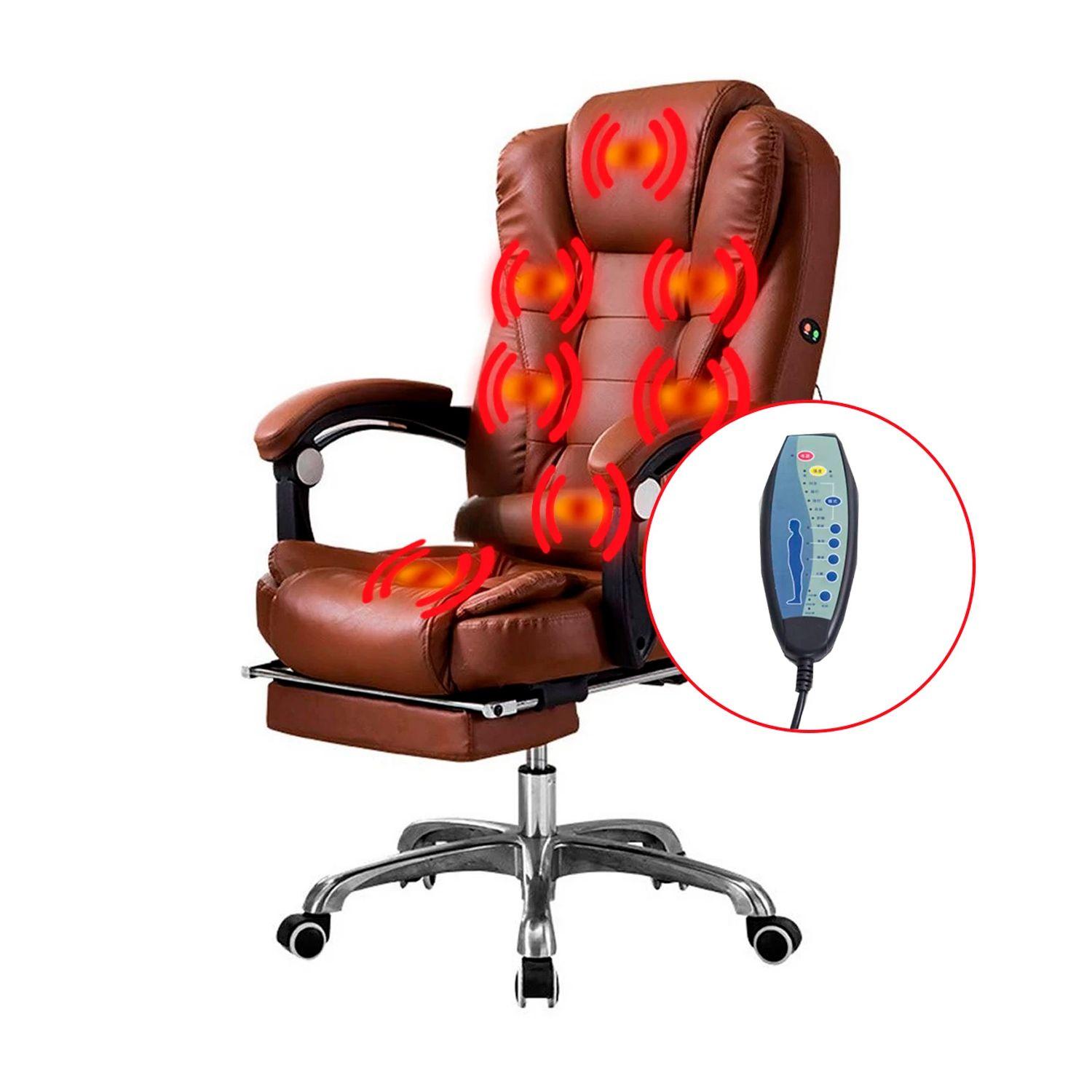 Silla de Escritorio Miles | Apoya Pies Ecocuero 7 Masajes cafe-2