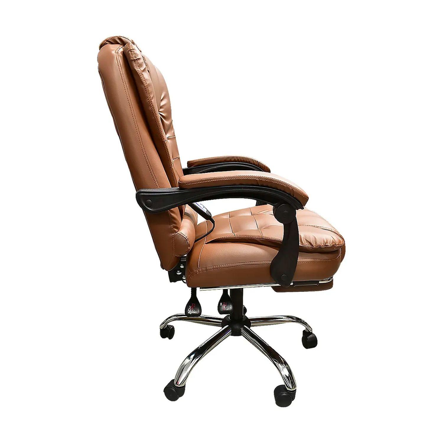 Silla de Escritorio Miles | Apoya Pies Ecocuero 7 Masajes cafe-3