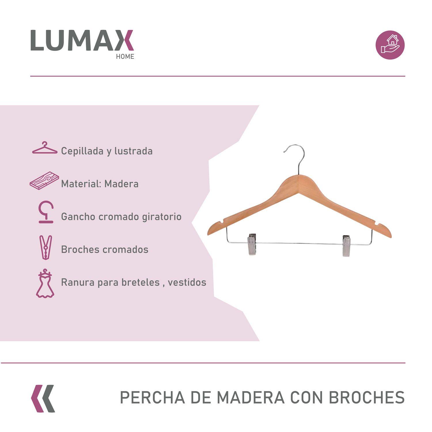 Colgador de ropa de madera con pinzas Lumax-1