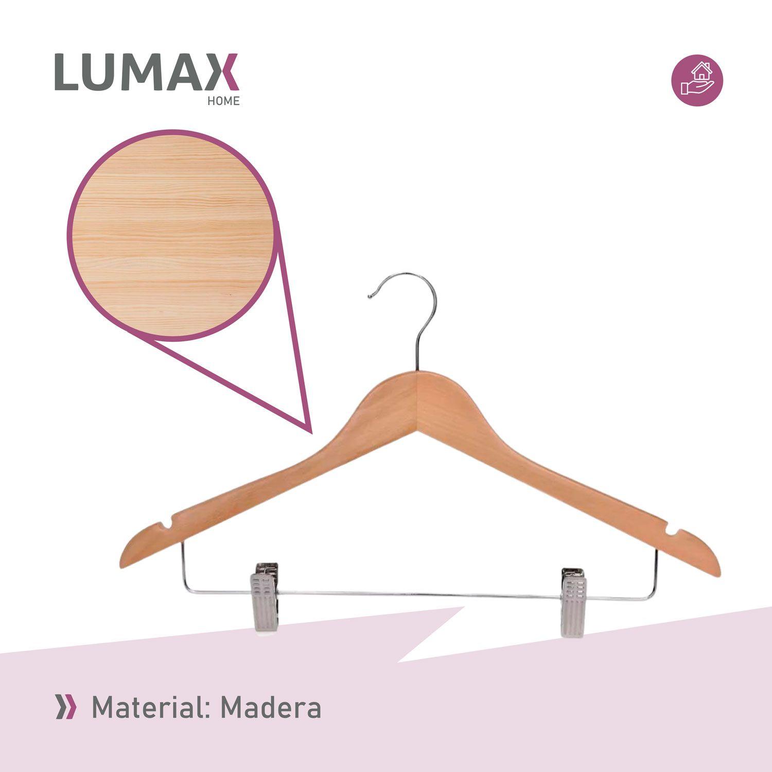 Colgador de ropa de madera con pinzas Lumax-6