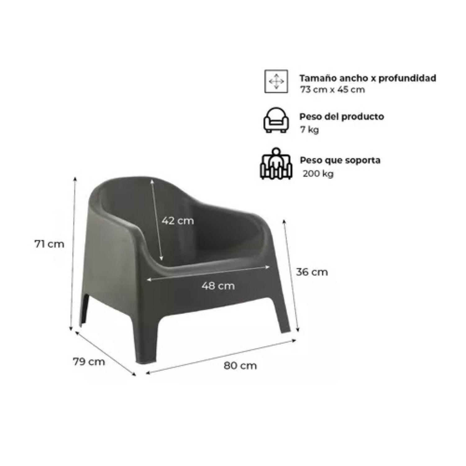 Sillon Individual Negro Plastico Exterior Mueble Jardin-2