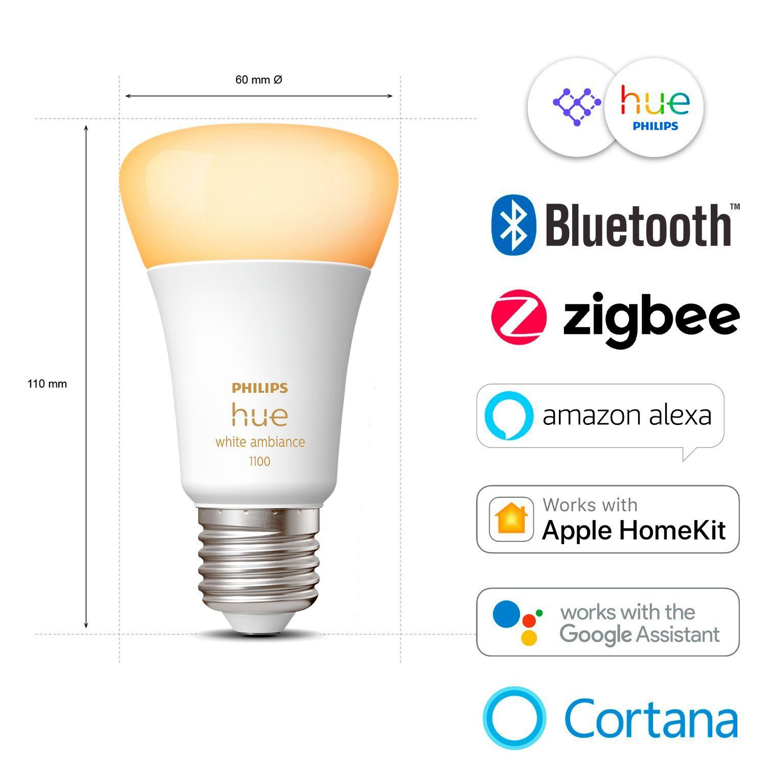 Pack Philips Hue 2 Ampolletas LED E27 Luz Fria & Calida 8w-1