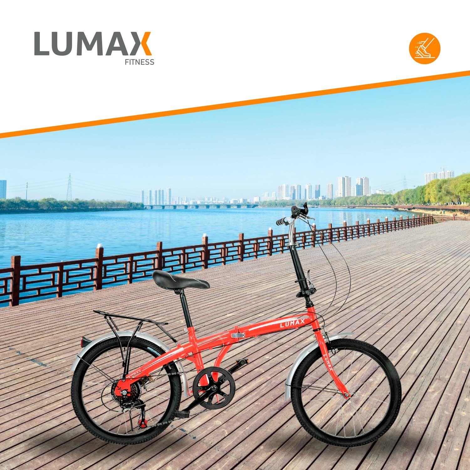 Bicicleta Plegable Lumax 7 Cambios Parrilla Trasera Roja-3