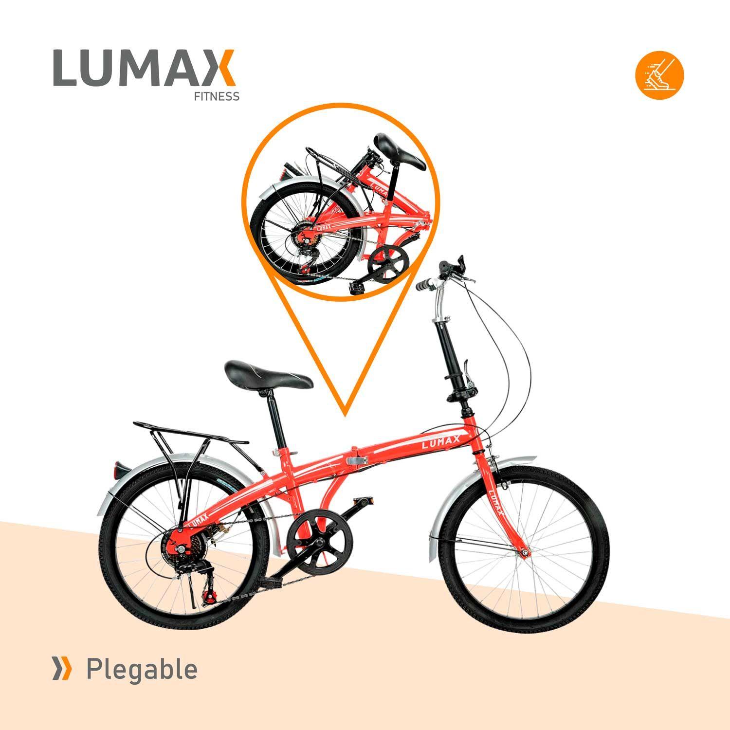 Bicicleta Plegable Lumax 7 Cambios Parrilla Trasera Roja-4